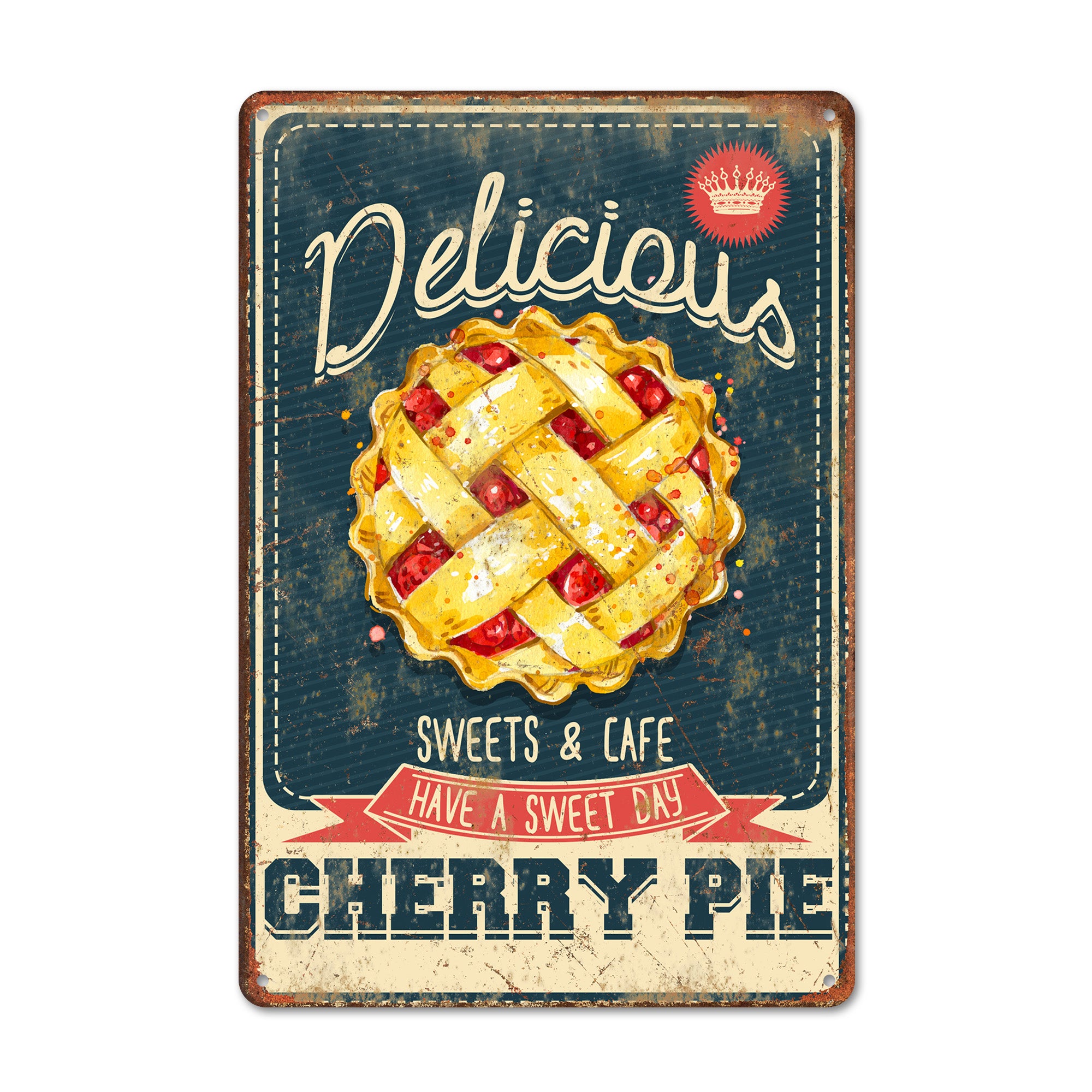 Personalized Vintage Metal Cherry Pie Sign - Rustic Kitchen Decor for Sweet Memories and Special Occasions - Image 1