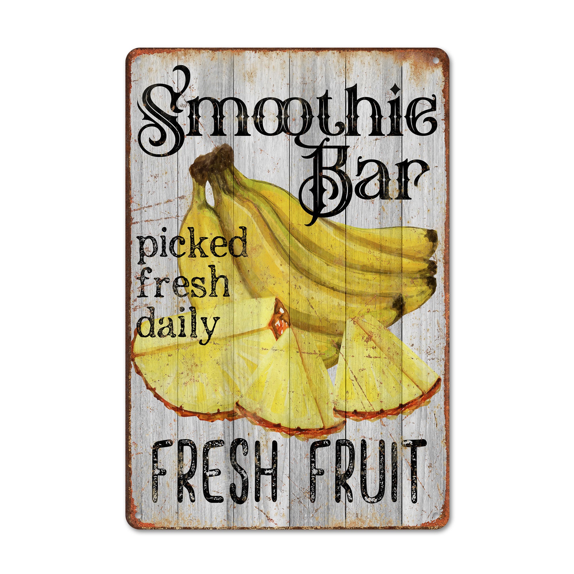 Personalized Rustic Metal Smoothie Bar Sign – Handcrafted Vintage Décor for Fresh Fruit Lovers - Image 1