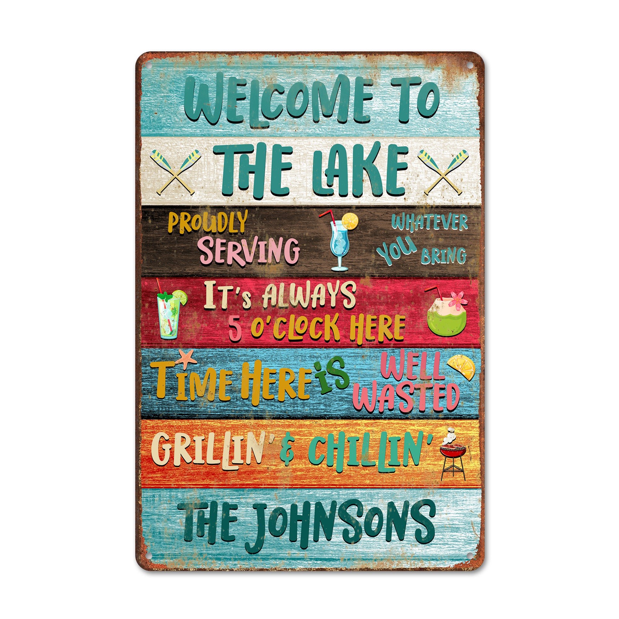 Personalized Lake House Metal Sign – Custom Welcome Decor for Family Getaways & Relaxation Retreats - Image 1
