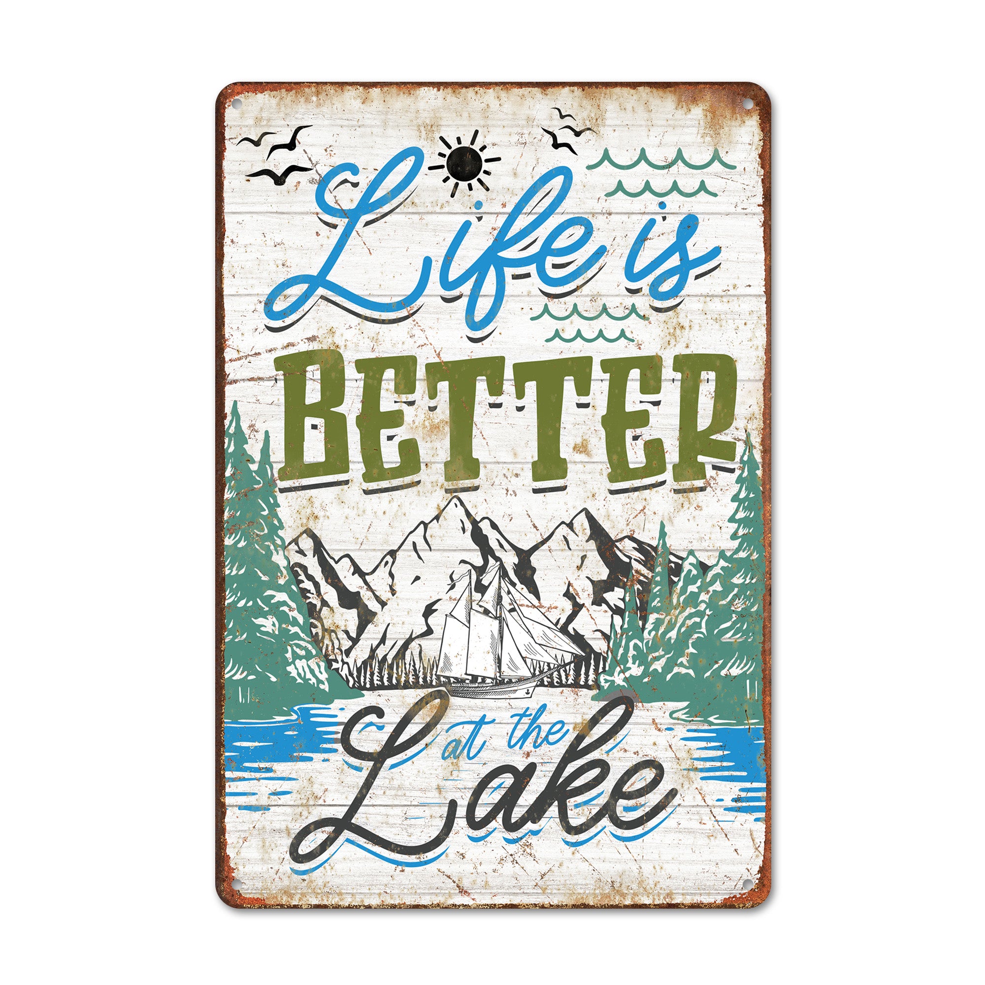 Personalized Vintage Lake-Themed Metal Sign - Handcrafted Wall Decor Perfect for Home, Cabin, or Gift Giving - Image 1