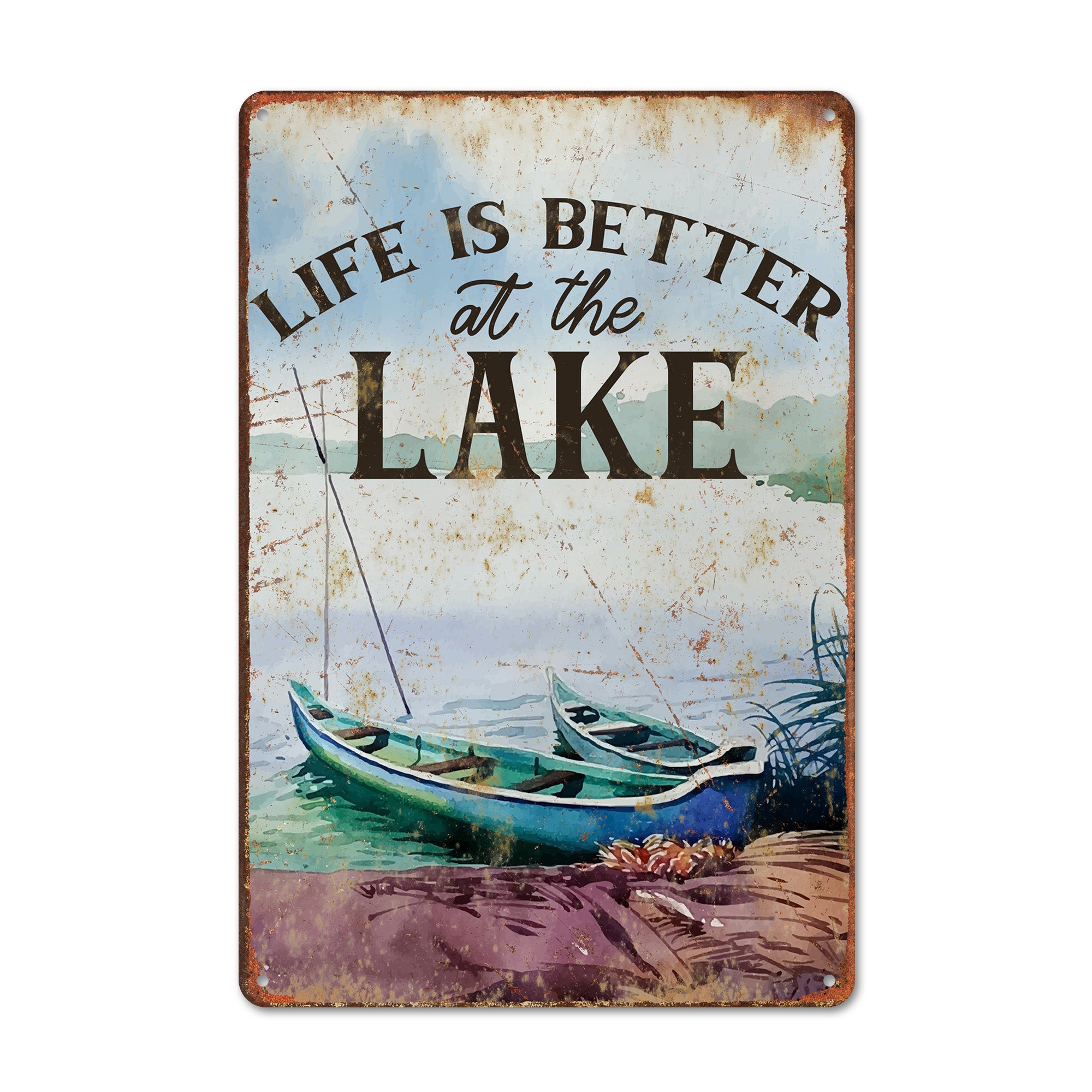 Personalized "Life is Better at the Lake" Vintage-Style Metal Sign – Custom Lake House Decor, Perfect Gift for Outdoor Lovers - Image 1