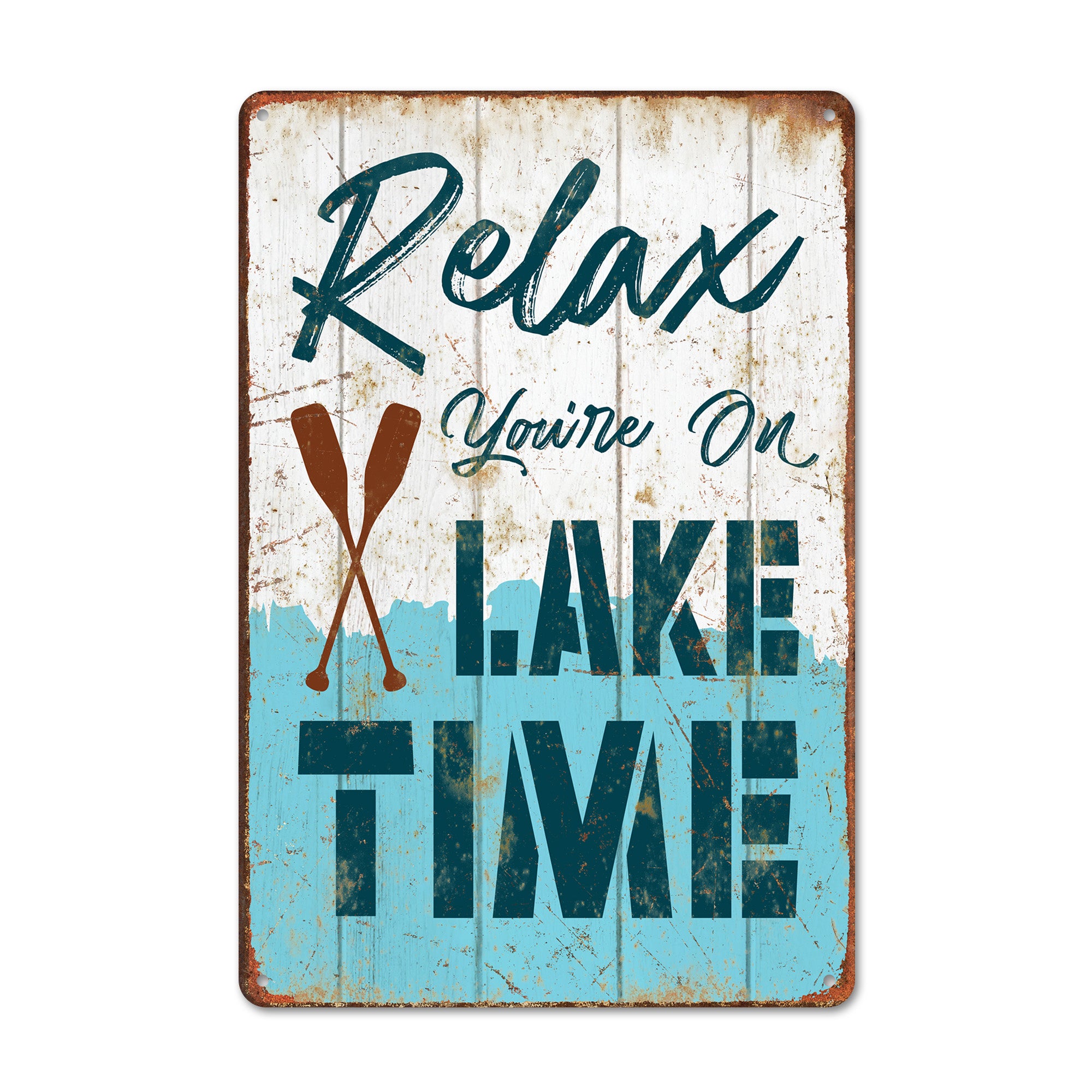 Personalized Rustic Lake Time Metal Sign – Vintage Decor for Relaxation Retreats, Customized for Home or Cabin Gift - Image 1