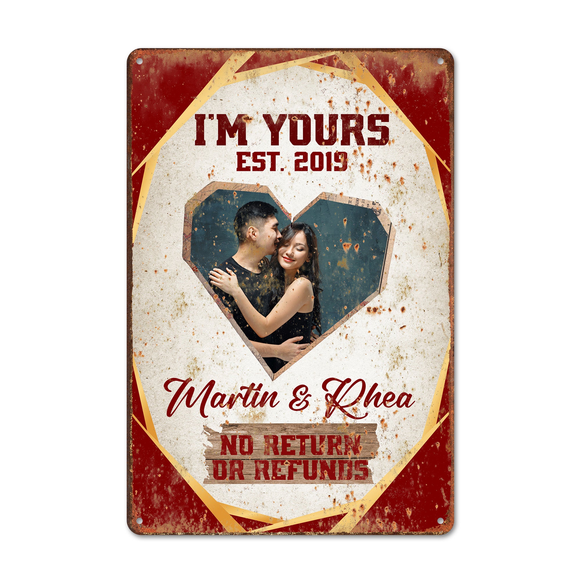 Personalized "I'm Yours" Metal Sign - Custom Name & Date - Unique Gift for Couples, Anniversaries, Weddings, or Valentine's Day - Image 1