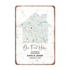 Personalized "Our First Home" Metal Sign – Custom Map Art for Homeowners, Couples, and New Home Gift - Image 1