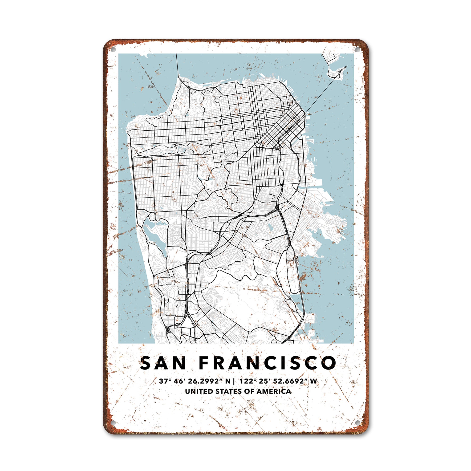 Personalized San Francisco Metal Sign – Custom Map Decor for Homes and Offices - Image 1