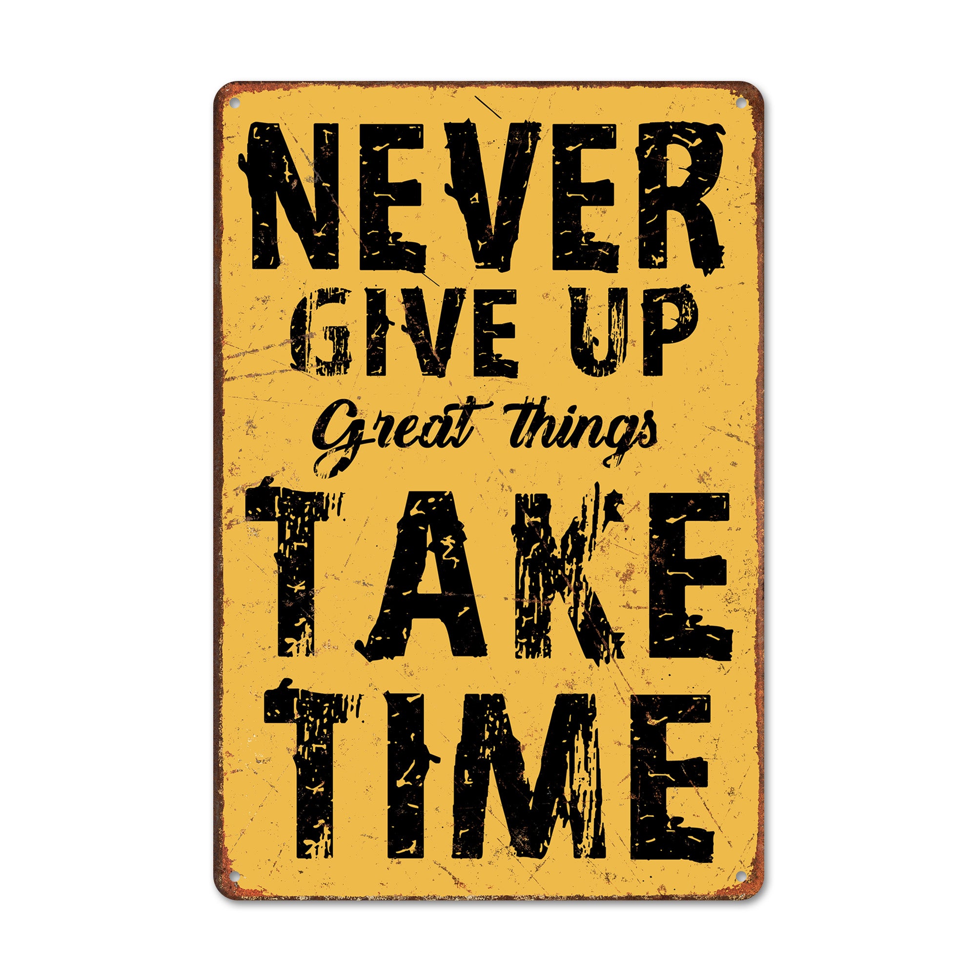 Inspiring "Never Give Up" Customized Metal Sign - Perfect Motivational Gift with Vintage Charm - Image 1
