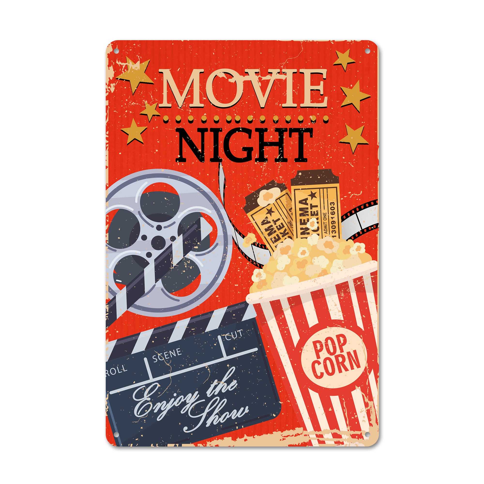 Personalized Retro Movie Night Metal Sign - Custom Popcorn and Cinema Decor - Perfect Gift for Film Lovers and Home Theaters - Image 1