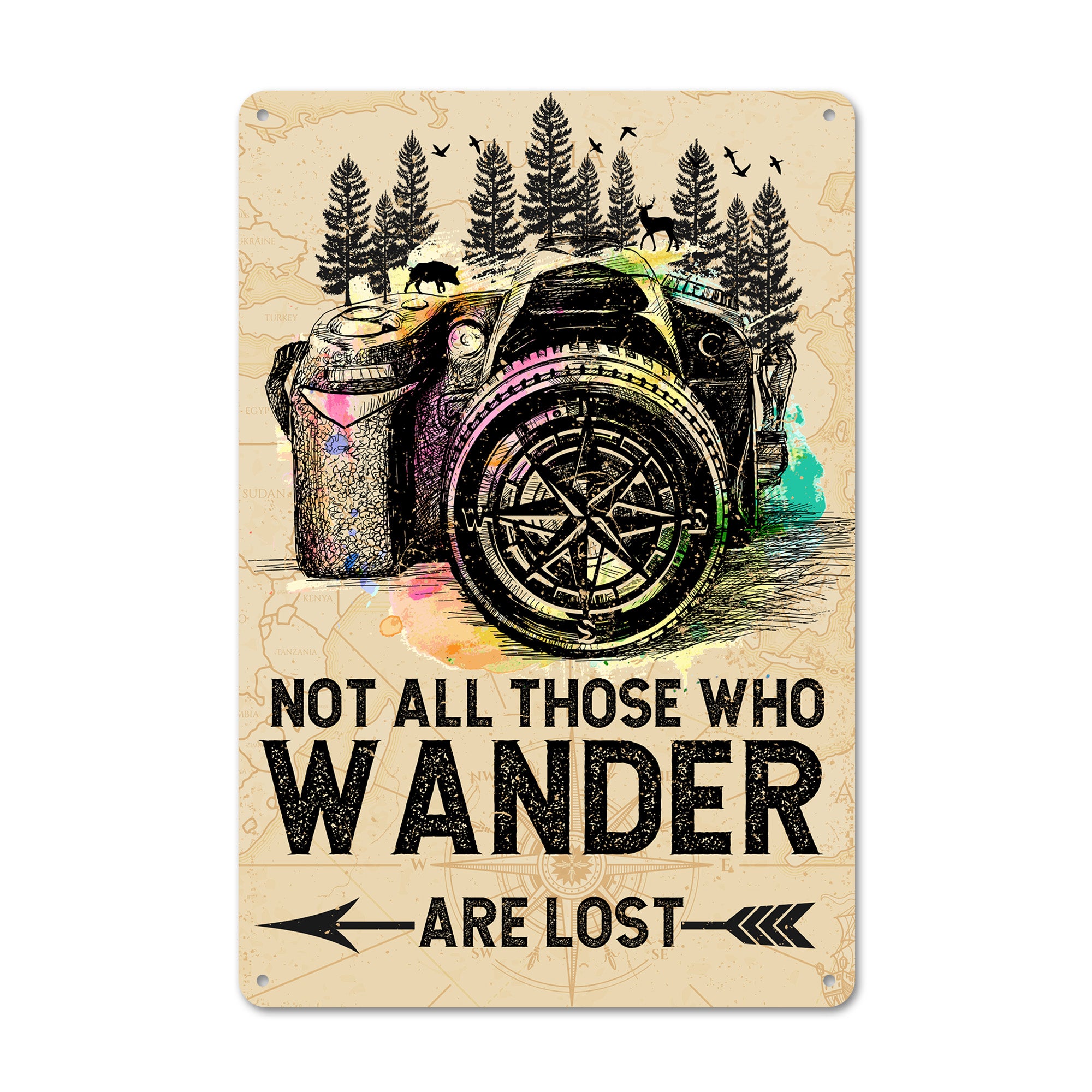 Personalized Wanderlust Camera Metal Sign - Inspirational Home Decor for Travelers and Adventurers - Image 1