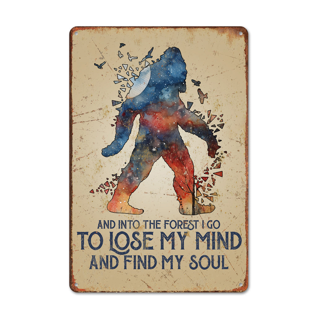 Personalized Forest Adventure Metal Sign – Cosmic Bigfoot Art, Perfect for Nature Lovers and Gift Giving - Image 1