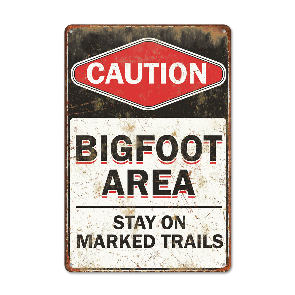 Personalized Caution Bigfoot Area Metal Sign - Rustic Home Decor, Perfect Gift for Adventure Lovers and Mythical Enthusiasts - Image 1