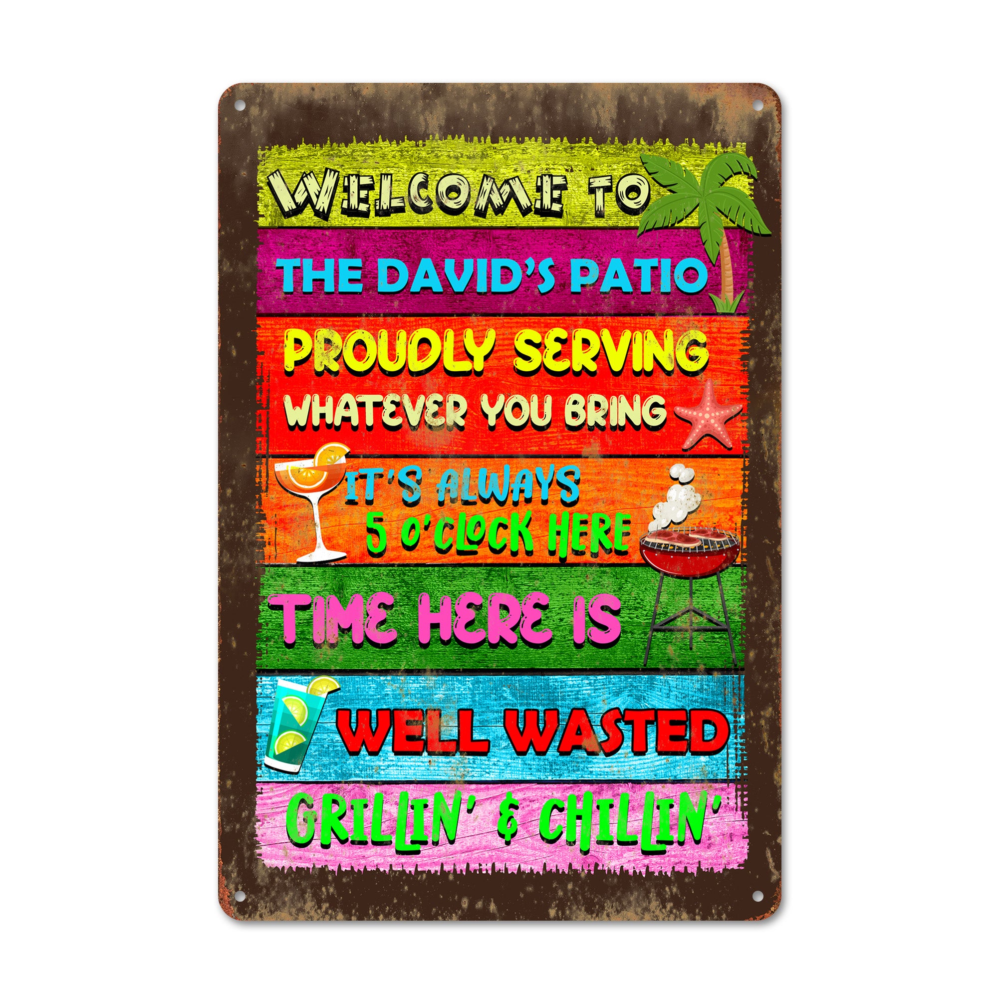 Personalized "David's Patio" Metal Sign – Vibrant Outdoor Decor for Endless Grilling and Chilling Moments - Image 1