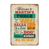 Personalized Rustic Metal Porch Sign – Custom Welcome Decor for Relaxation & Gathering – Perfect Gift for Porch Enthusiasts - Image 1