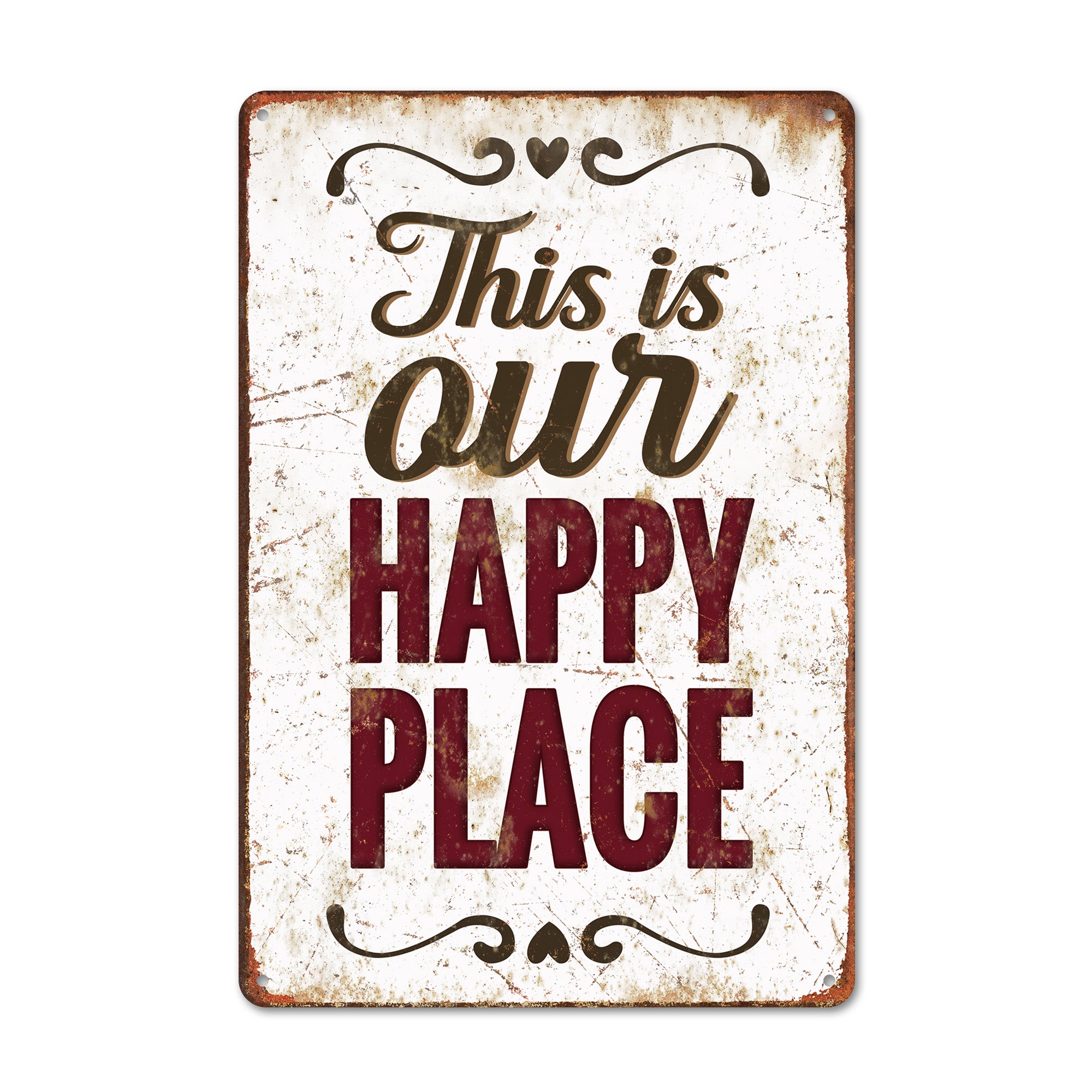 Personalized "This is Our Happy Place" Rustic Metal Sign - Custom Handmade Home Decor for Heartfelt Gift Giving - Image 1