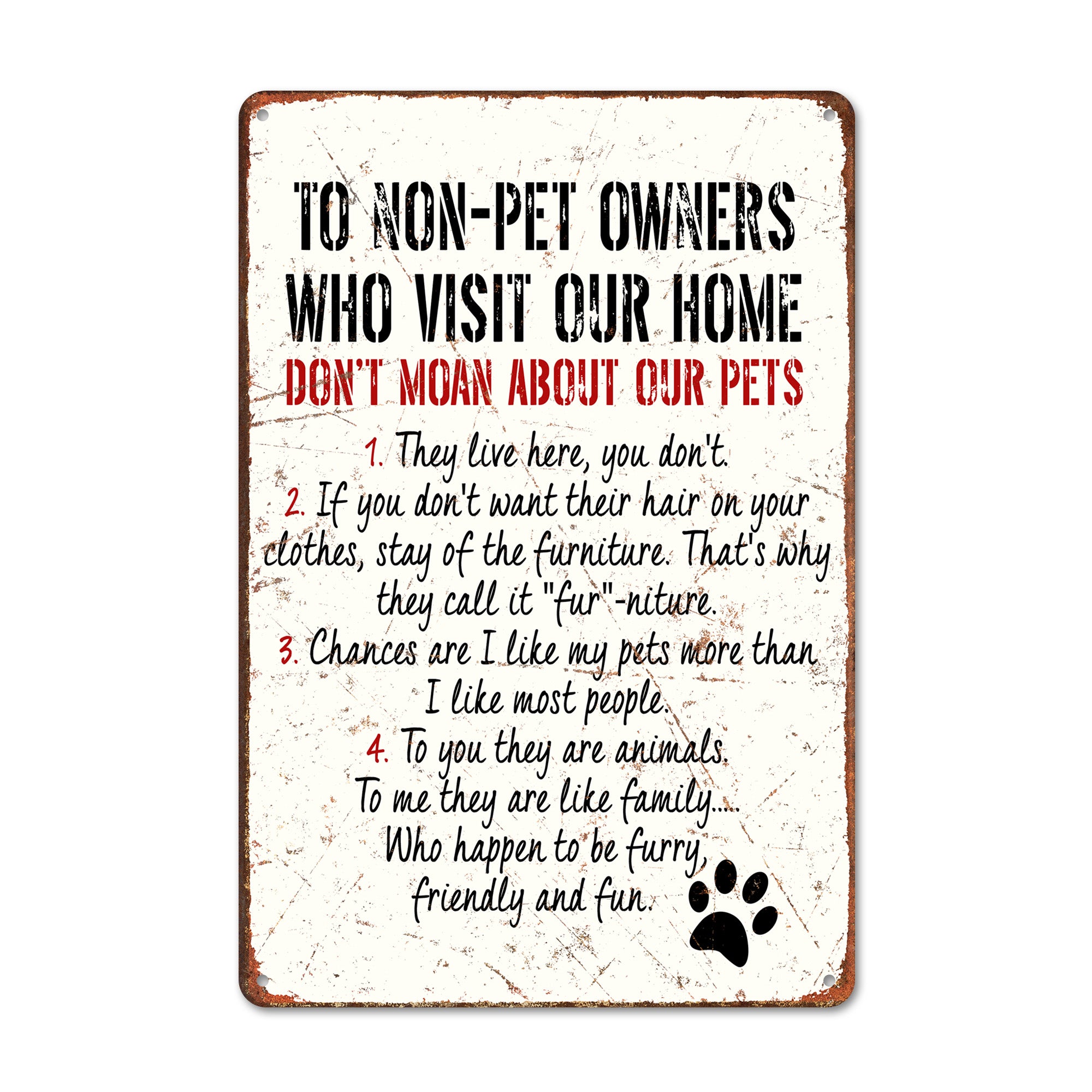 Personalized "Pet Lovers Welcome" Metal Sign - Custom Home Décor for Pet Owners - Handmade Rustic Sign with Humorous Touch - Image 1