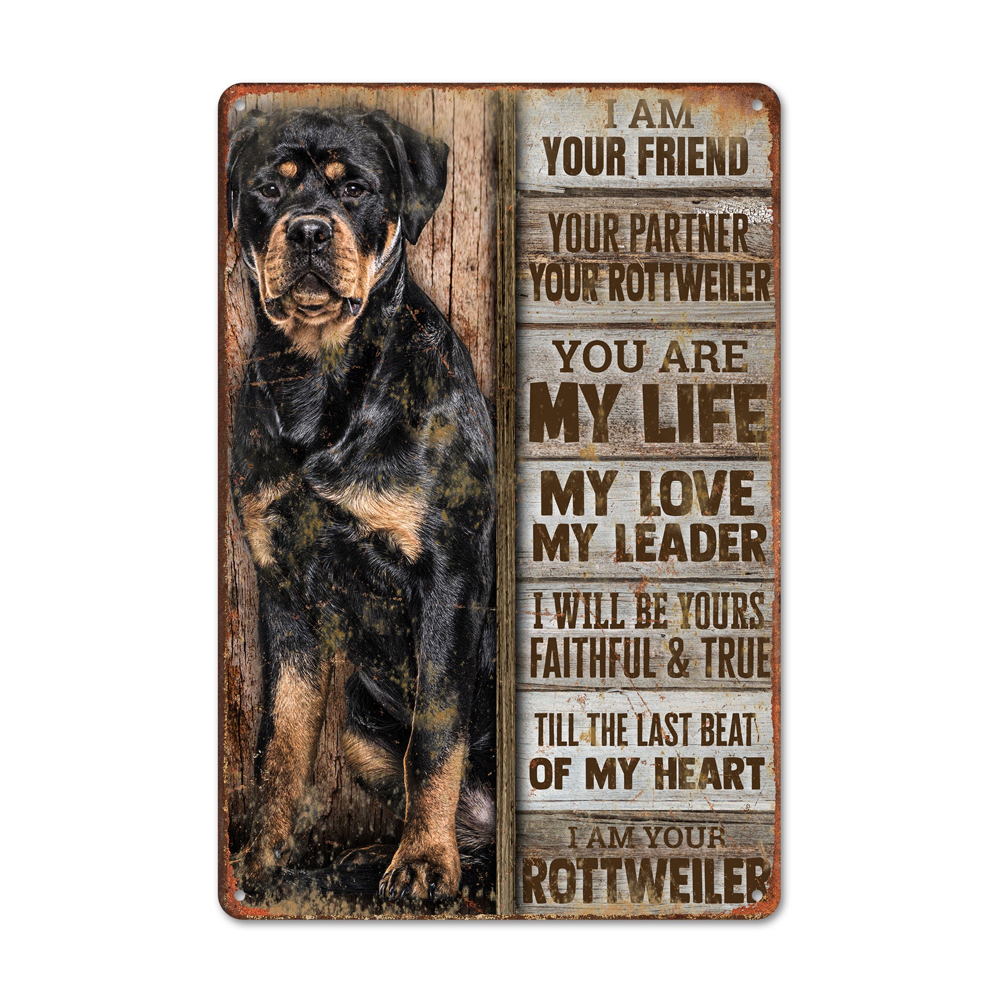 Personalized Rottweiler Tribute Metal Sign - Rustic Wall Art for Dog Lovers - Heartfelt Pet Memorial or Gift - Customizable Name Plate - Image 1