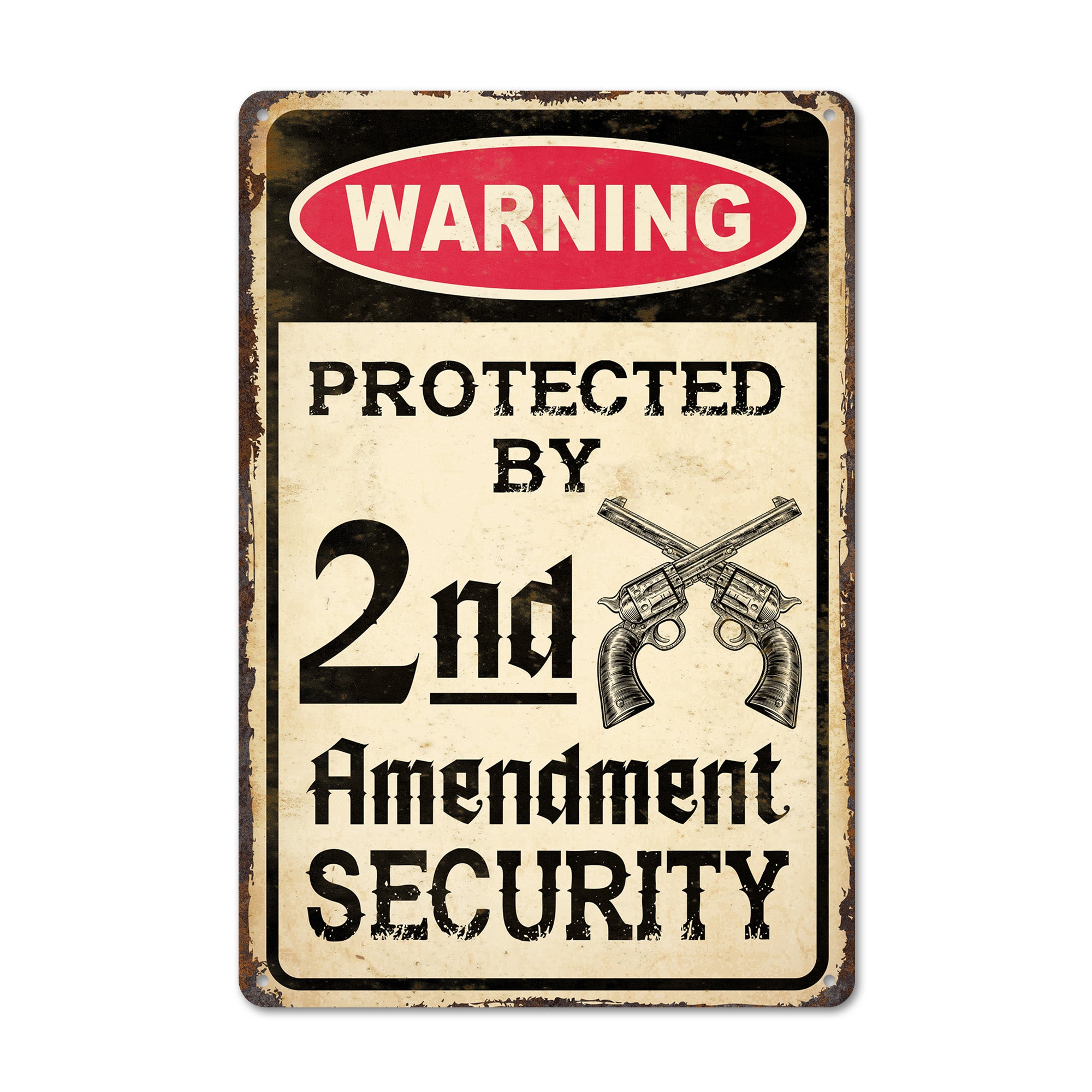 Personalized "Protected by 2nd Amendment" Vintage Metal Sign – Durable, Handcrafted Home Security Decor, Ideal for Patriotic Gift-Giving - Image 1