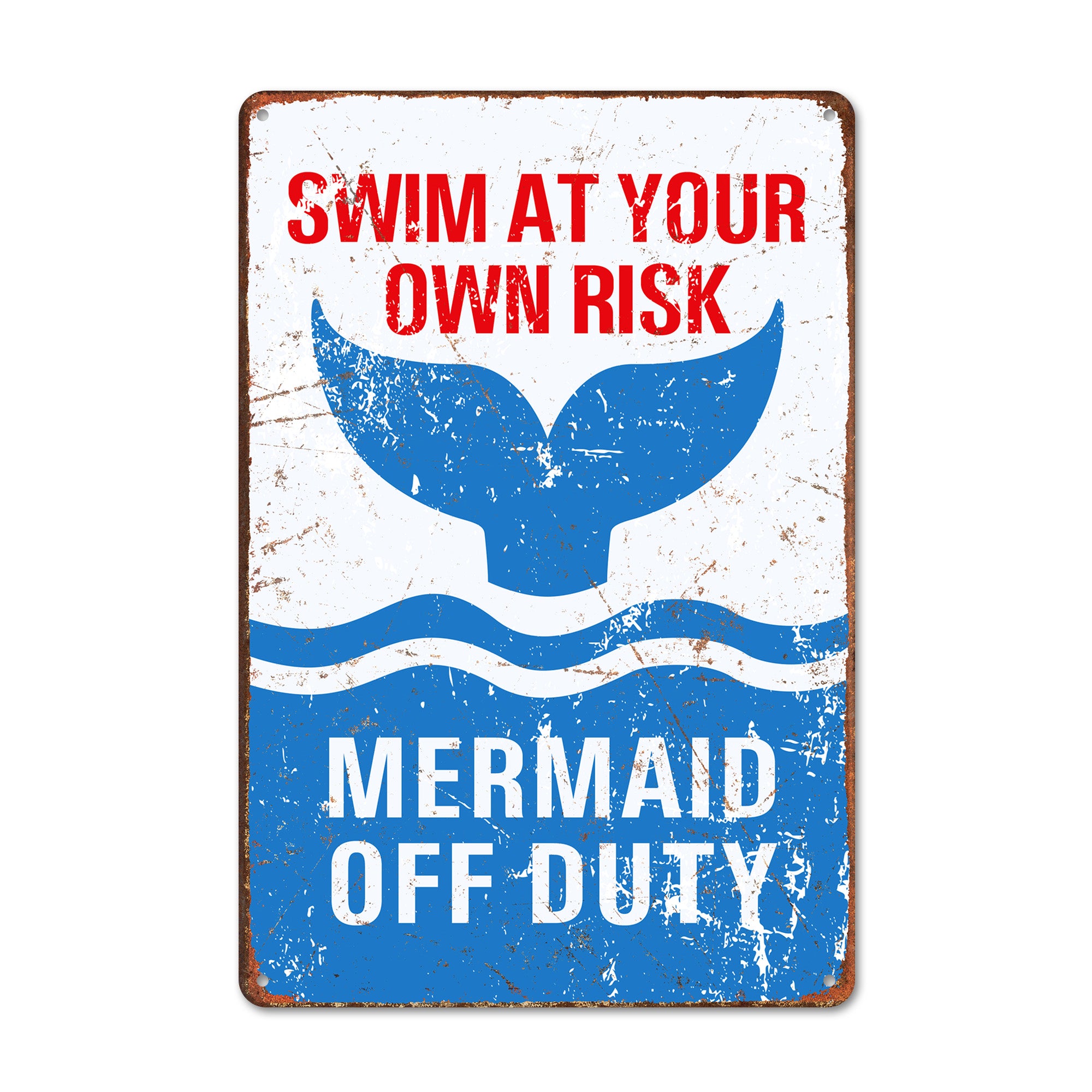 Personalized "Mermaid Off Duty" Metal Sign - Vintage Nautical Decor for Beach Lovers, Customizable Ocean Art Gift - Image 1