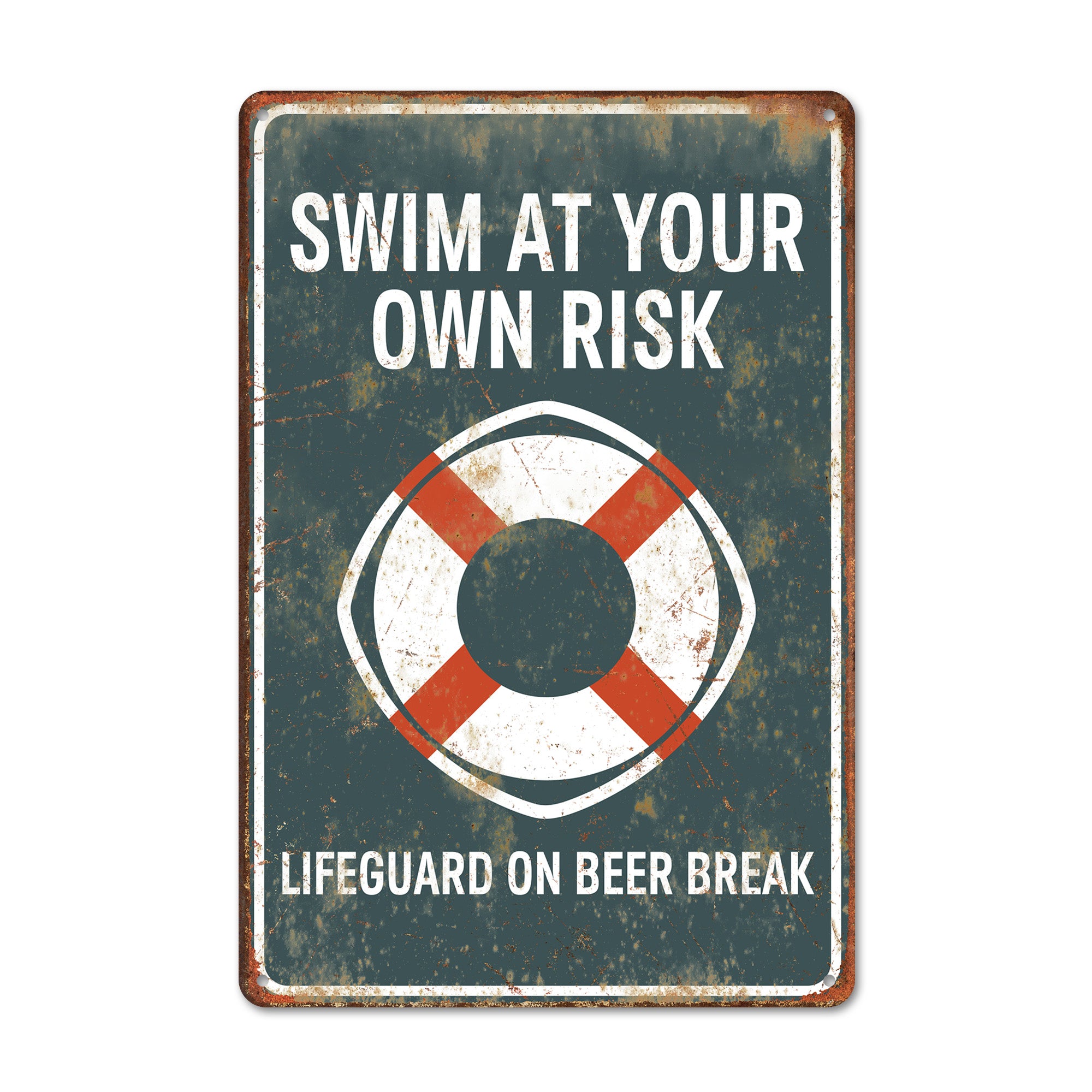 Custom Rustic Metal Pool Sign – "Swim at Your Own Risk" – Perfect Retro Decor or Gift for Beach Lovers - Image 1