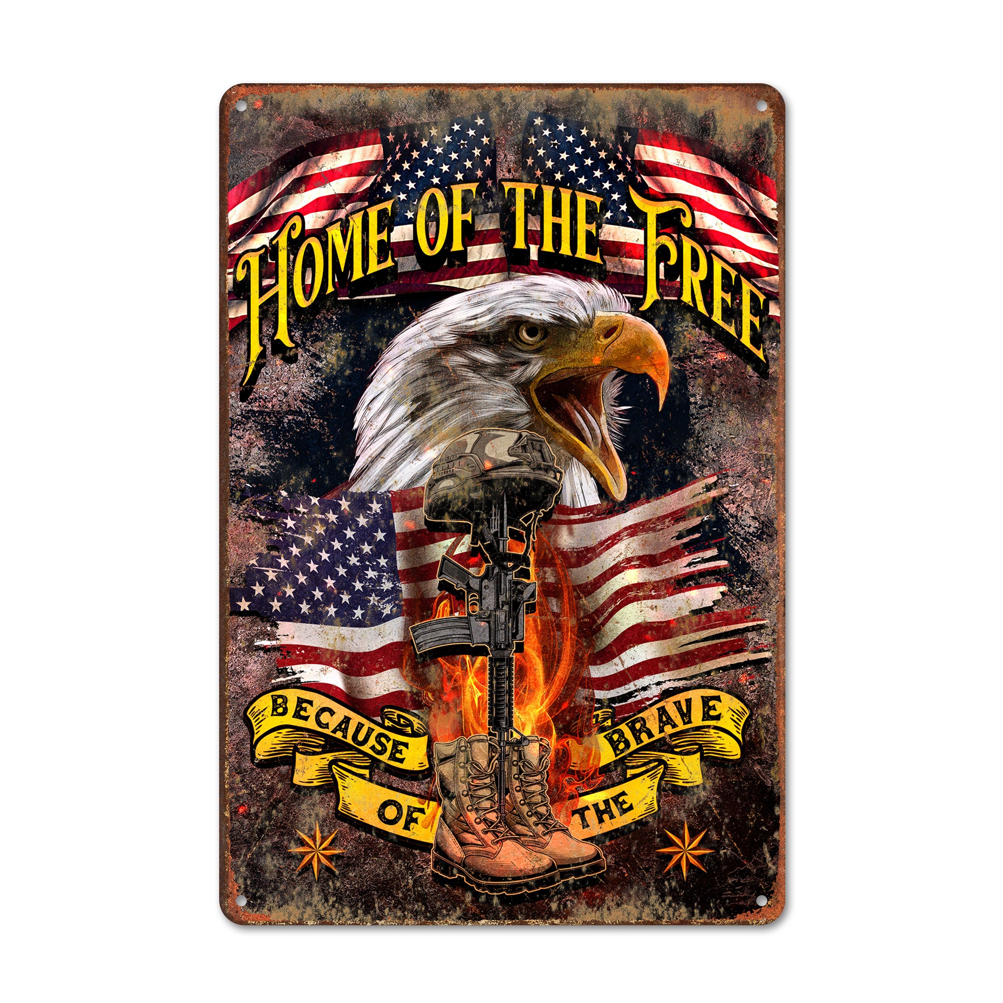 Personalized Patriotic Metal Sign - "Home of the Free" Eagle Design | Perfect Customizable Gift for Veterans & Patriotic Americans - Image 1