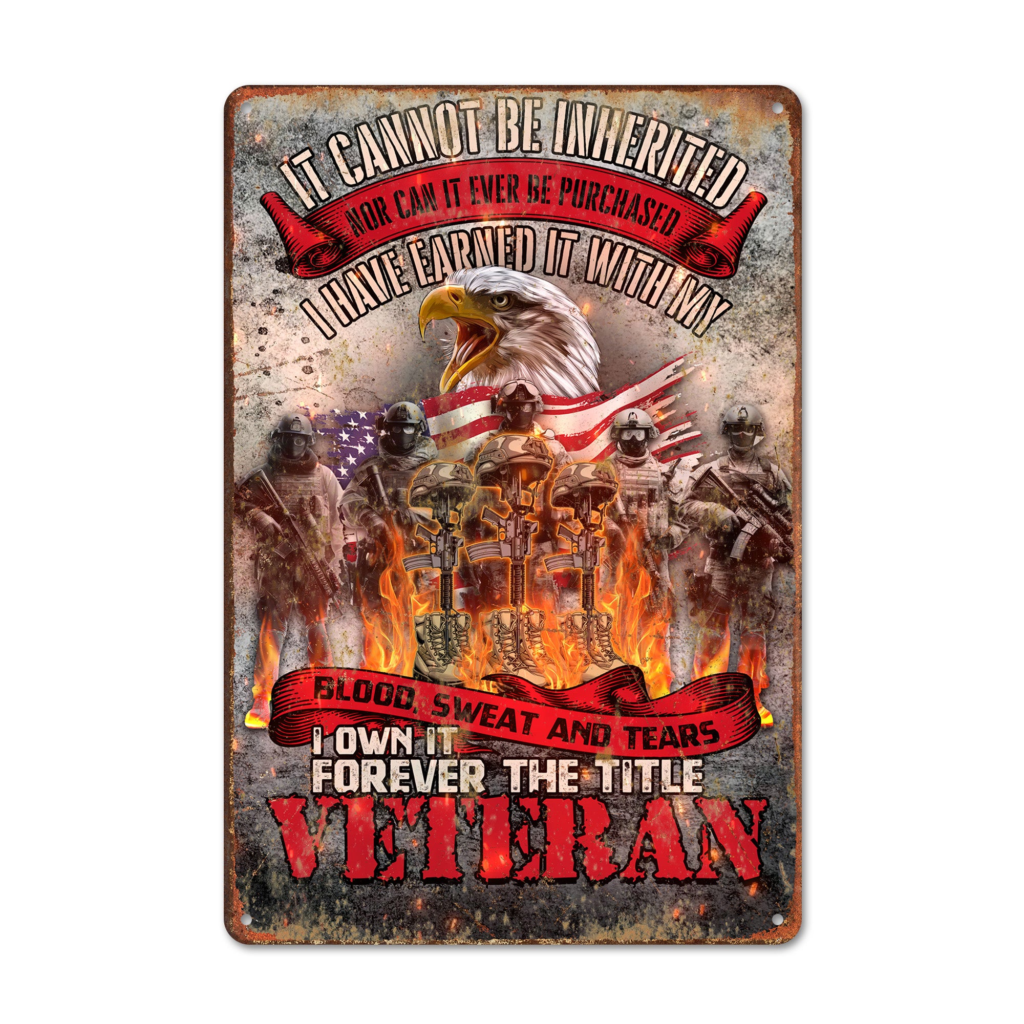 Personalized Veteran Metal Sign – Customizable Wall Art for Honoring Service with Eagle & Flag Design - Image 1