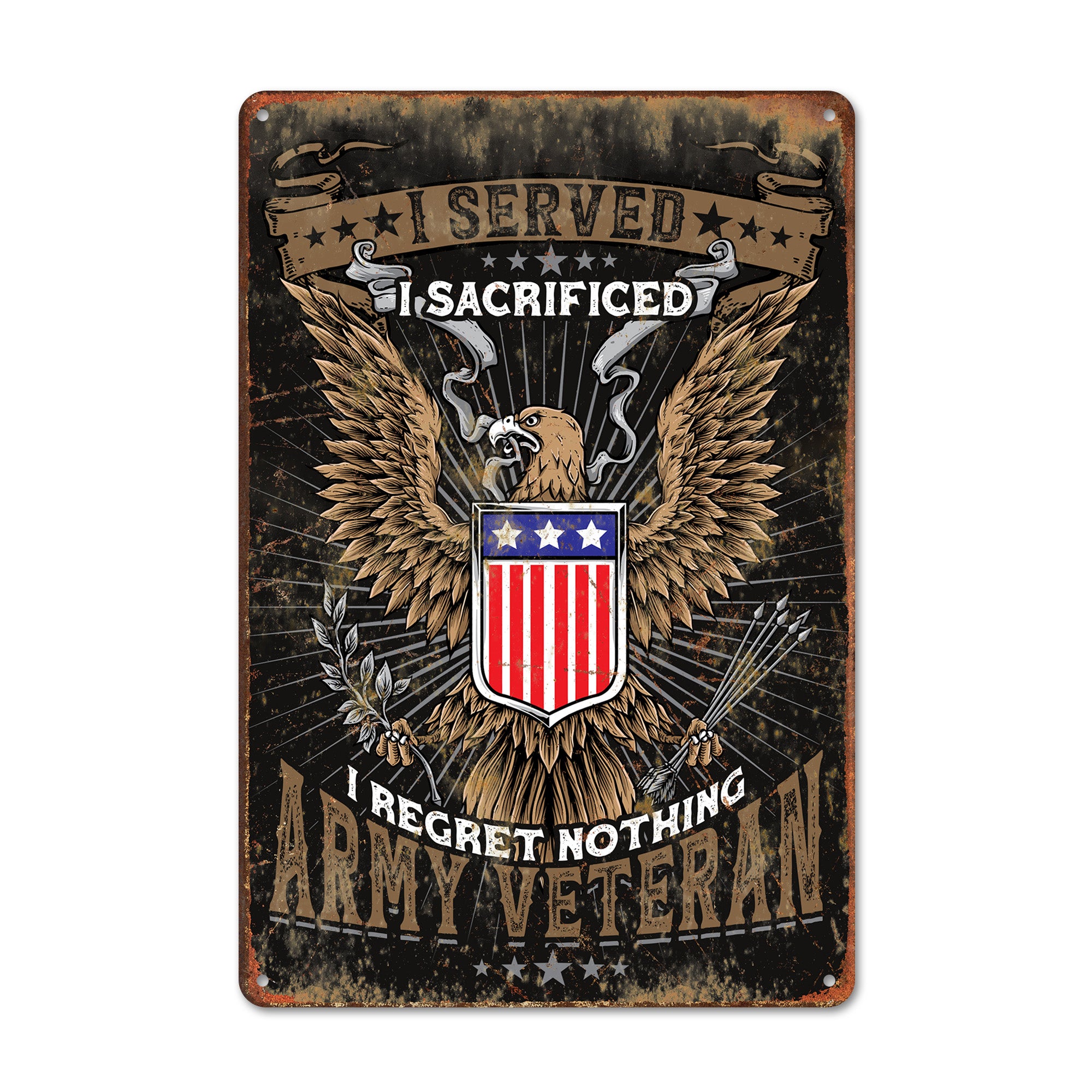 Personalized Army Veteran Metal Sign – Customizable Military Tribute Plaque, Handmade for Veterans’ Day, Father's Day, or Anniversary Gifts - Image 1