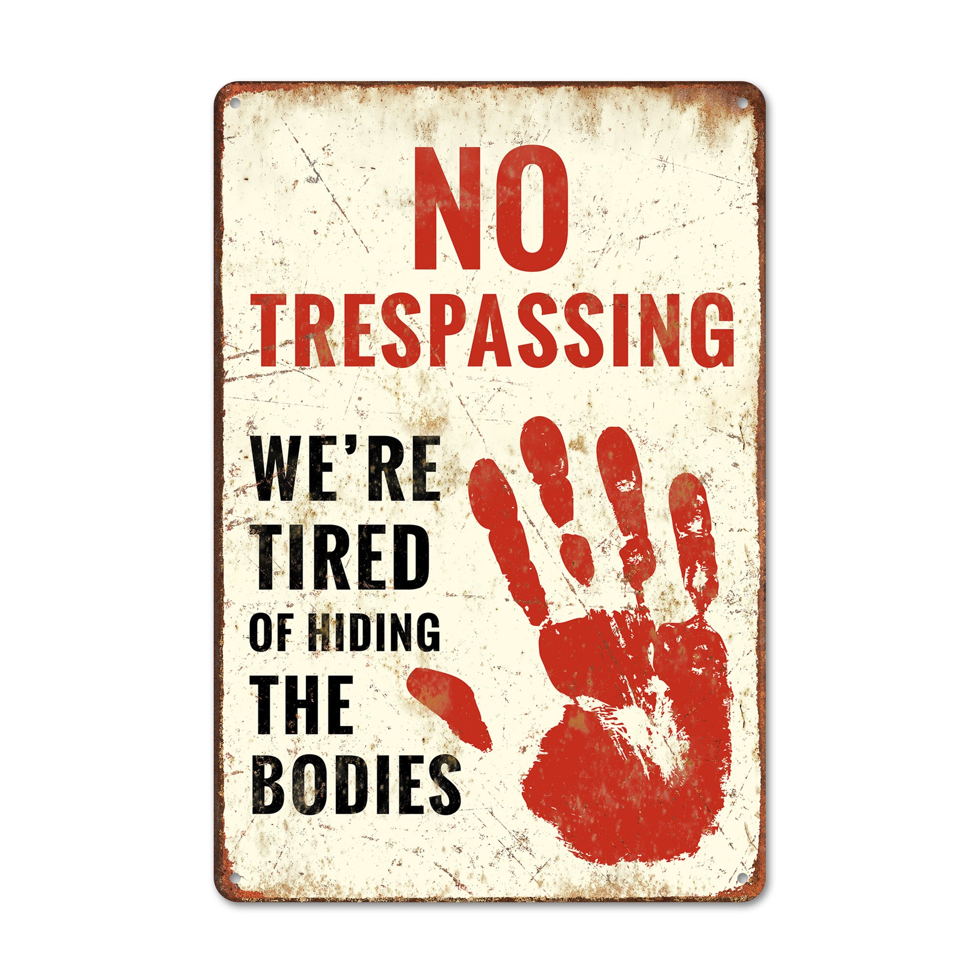 Personalized "No Trespassing" Vintage Metal Sign - Humorous Gift for Home or Garden Decor - Image 1