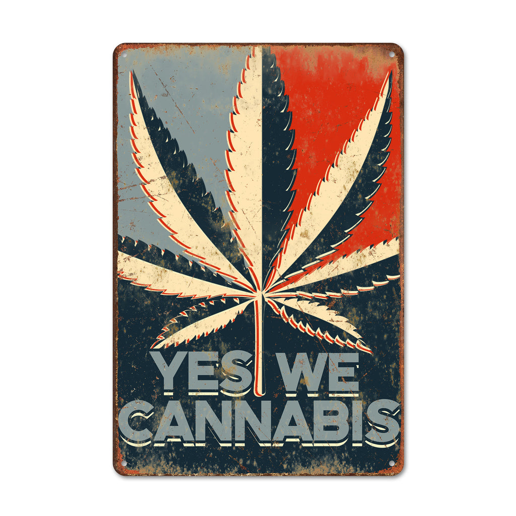 Personalized Retro “Yes We Cannabis” Metal Sign - Customizable Vintage-Inspired Gift for Cannabis Enthusiasts - Image 1