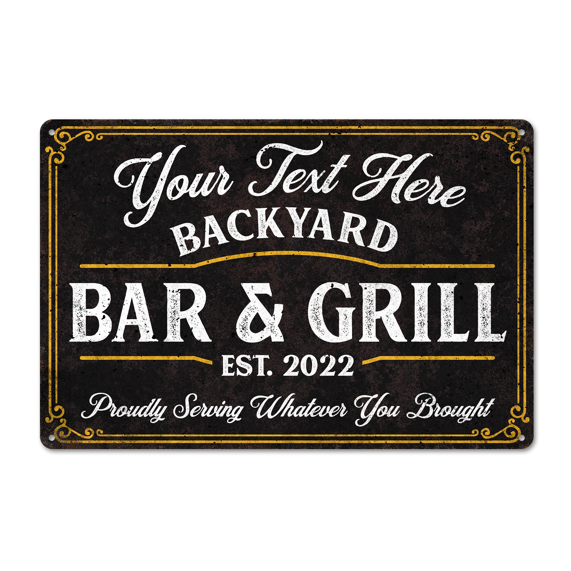 Personalized Backyard Bar & Grill Metal Sign – Customizable Vintage Design for Home Decor and Gifts - Image 1