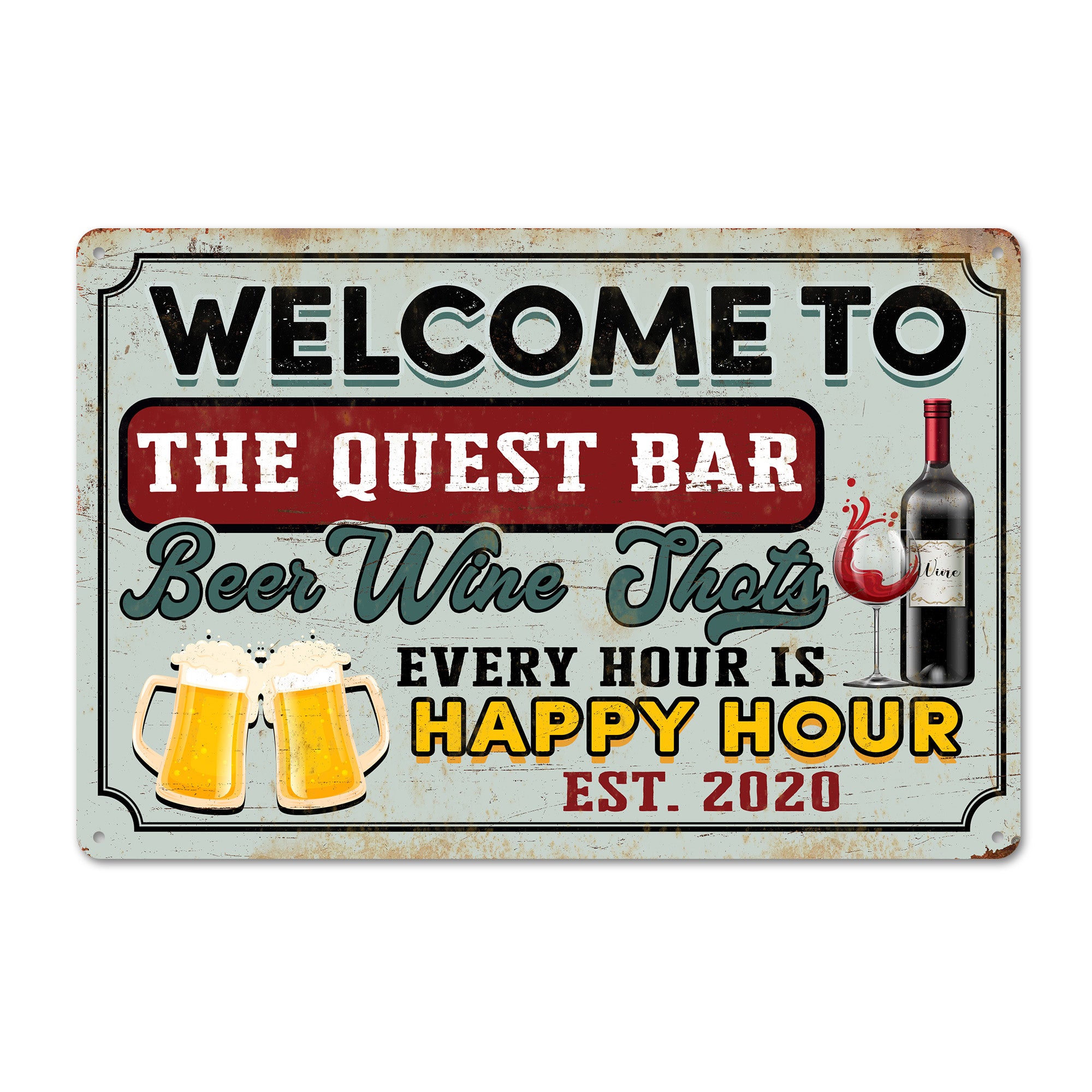 Customizable Metal Bar Sign - Vintage Welcome Sign for Personalized Home Bar Decor, Perfect Gift for Beer, Wine Lovers - Image 1