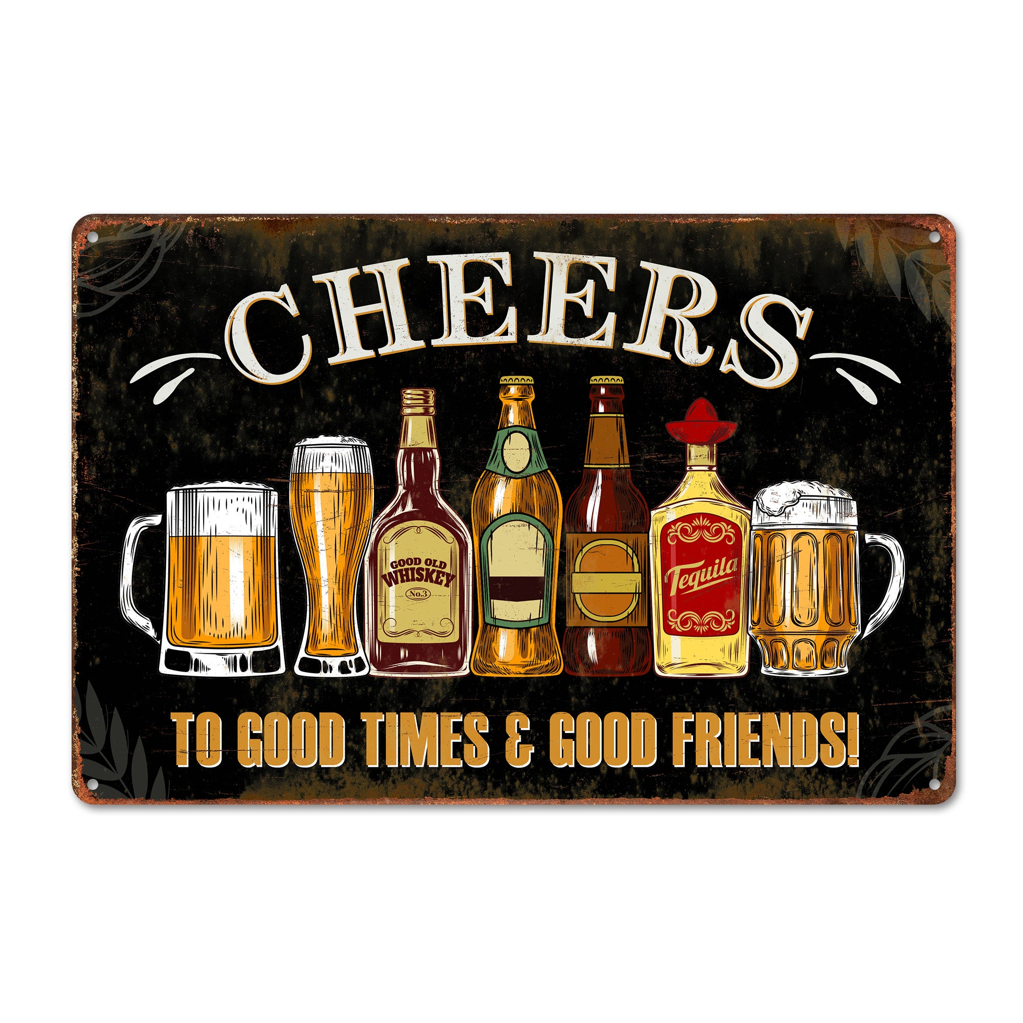 Personalized Cheers Metal Sign - Custom Bar Decor for Good Times with Friends - Image 1