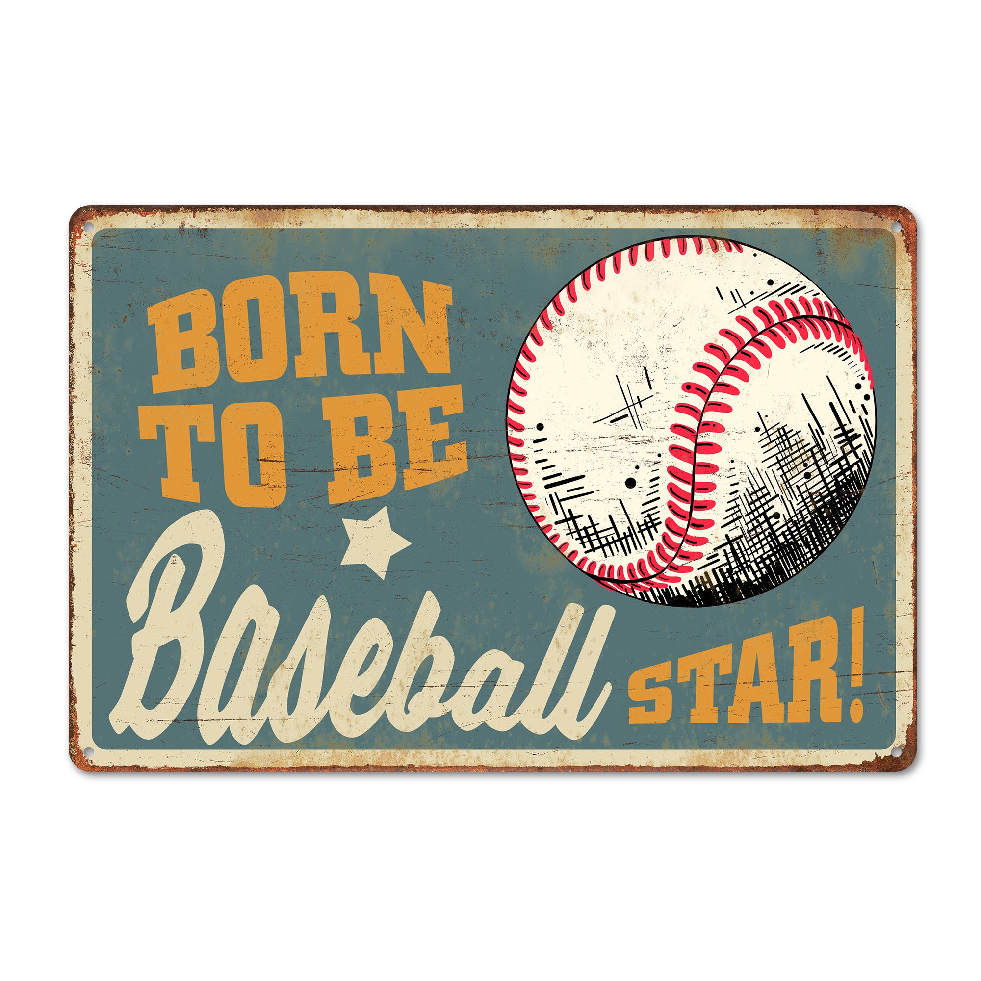Personalized Vintage-Style Metal Sign for Baseball Fans - "Born to be a Baseball Star!" Perfect Gift for Sports Enthusiasts and Athletes - Image 1