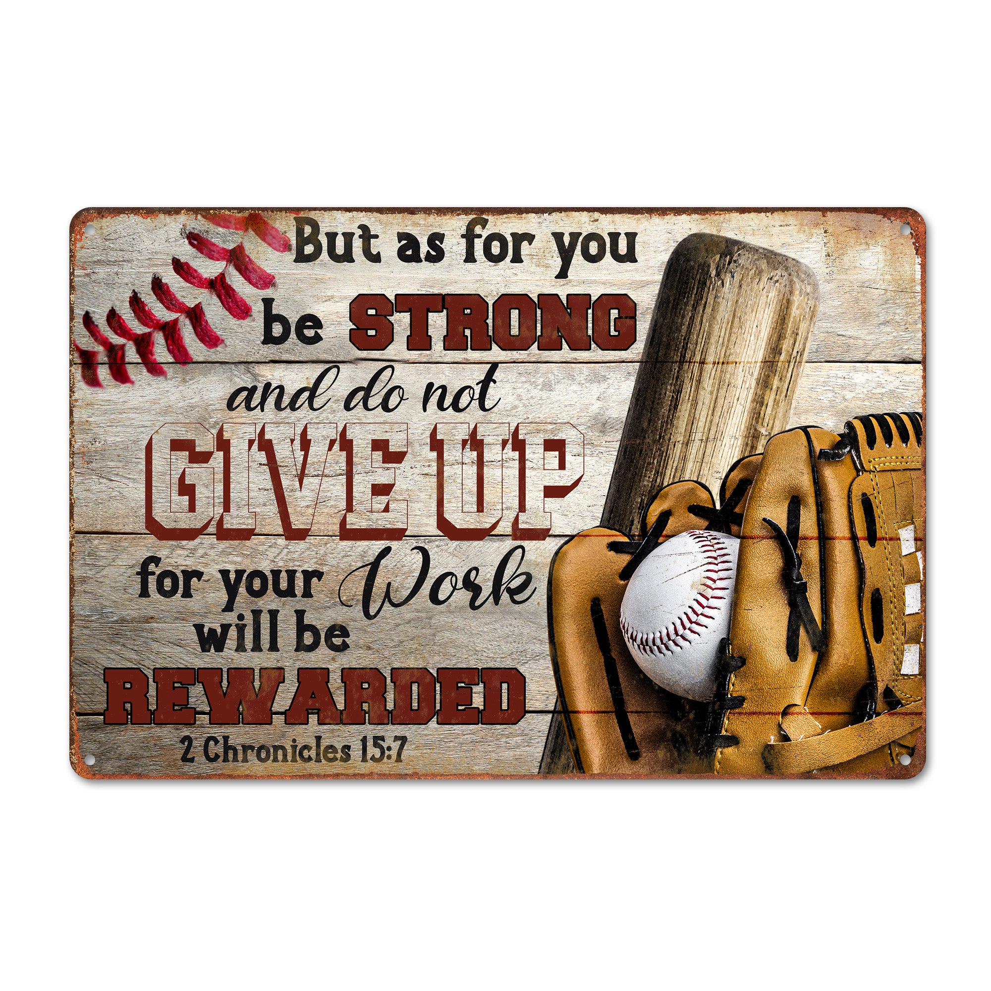 Personalized Inspirational Baseball Metal Sign - Customizable Rustic Decor for Motivational Gift-Giving - Image 1