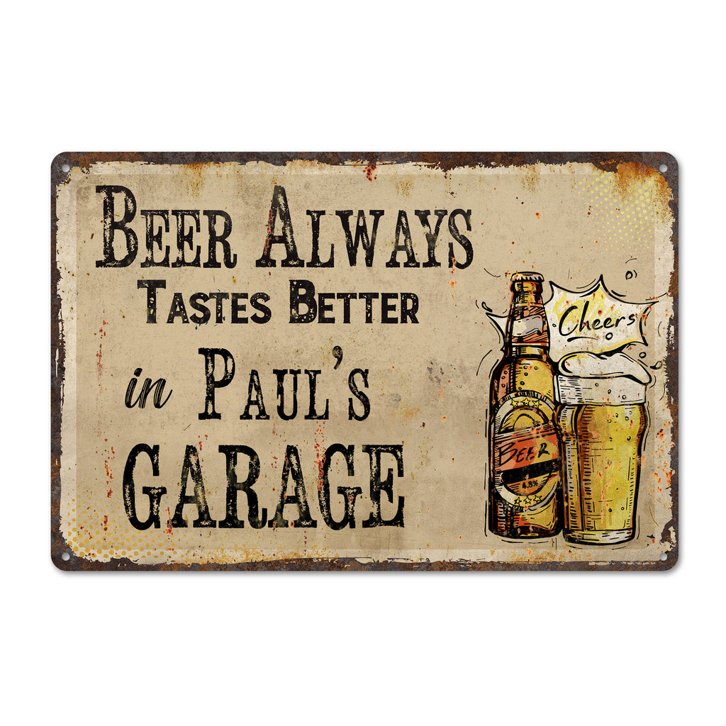 Personalized Vintage-Style Beer Garage Metal Sign - Custom Craftsmanship for the Ultimate Home Bar or Mancave Gift - Image 1