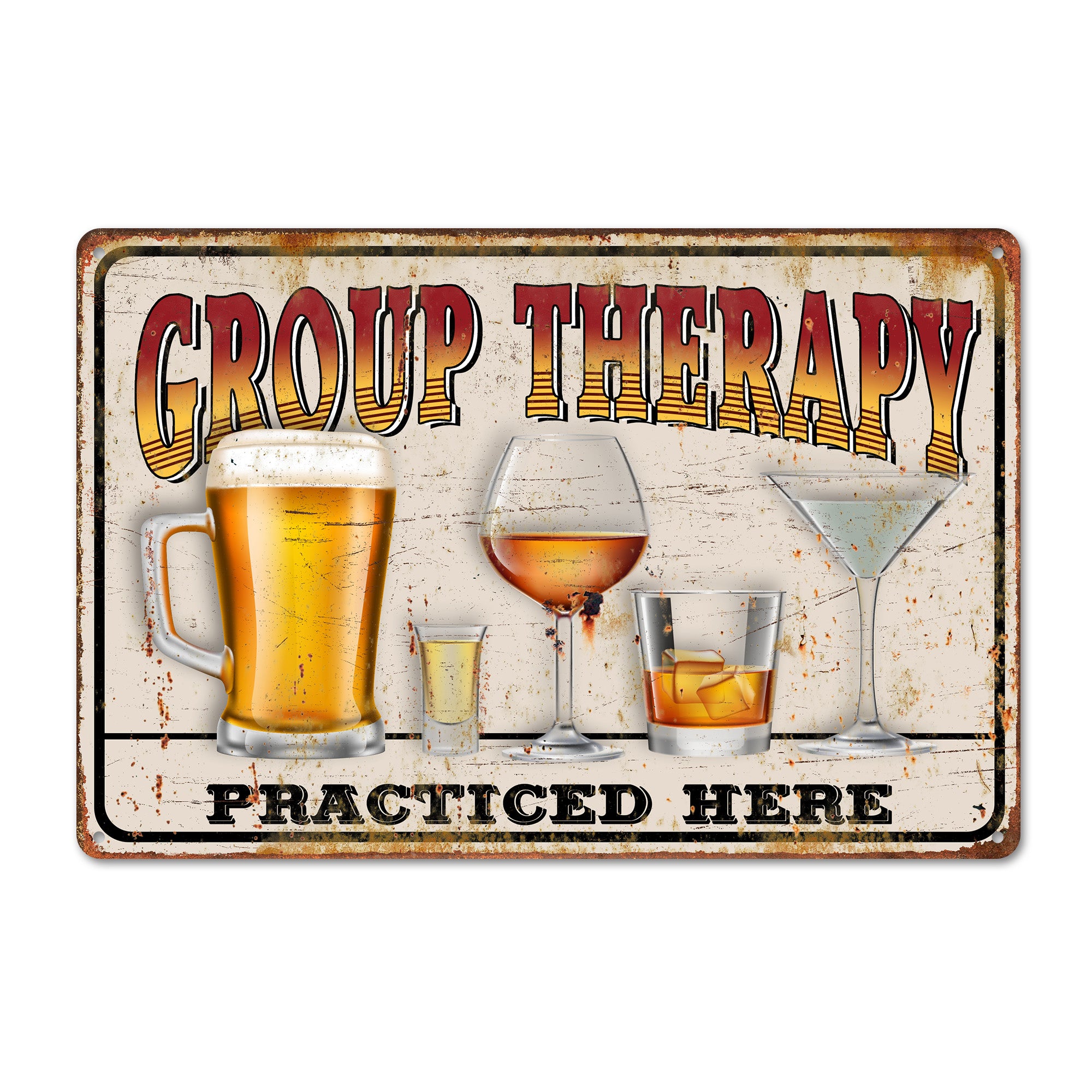 Personalized "Group Therapy" Vintage Metal Sign - Handmade, Durable, and Perfect for Home Bars and Gift Giving - Image 1