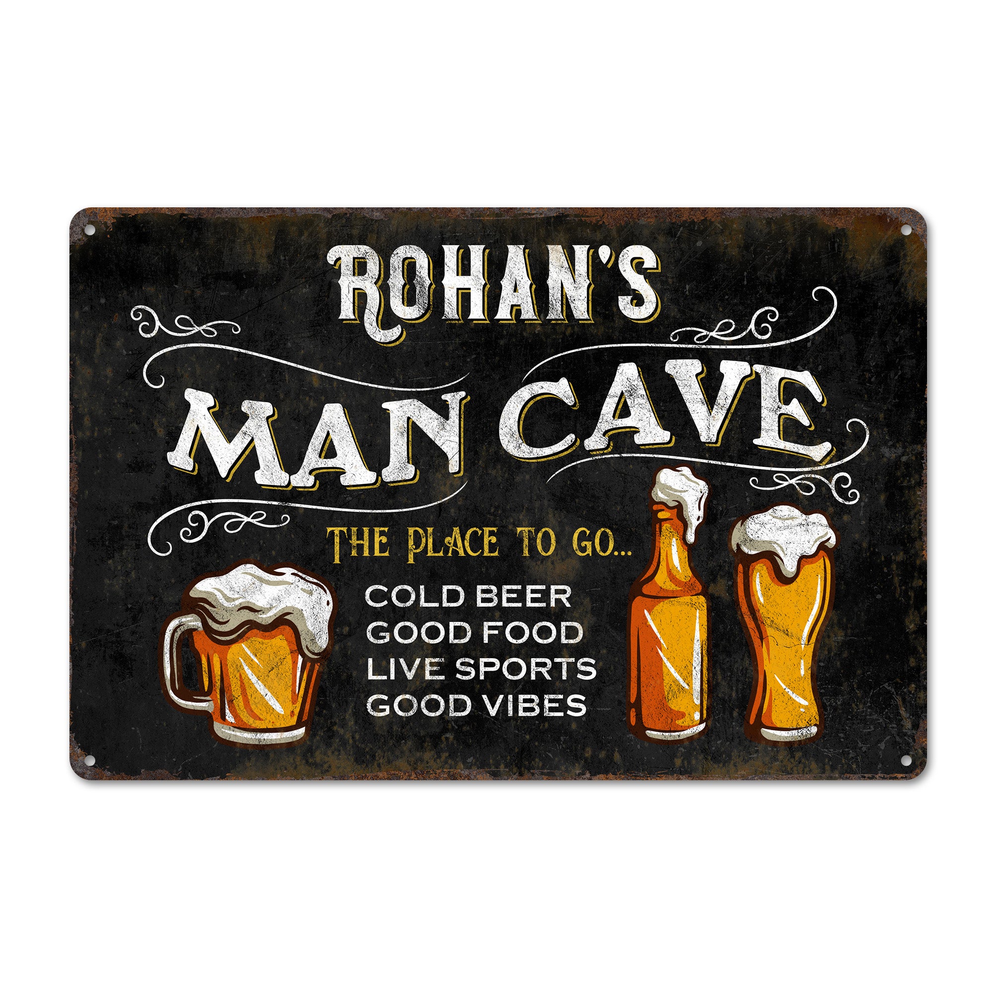 Personalized Man Cave Metal Sign - Custom Name Bar Decor for Beer Lovers - Rustic Gift for Him, Dad, or Personalized Home Decor - Image 1