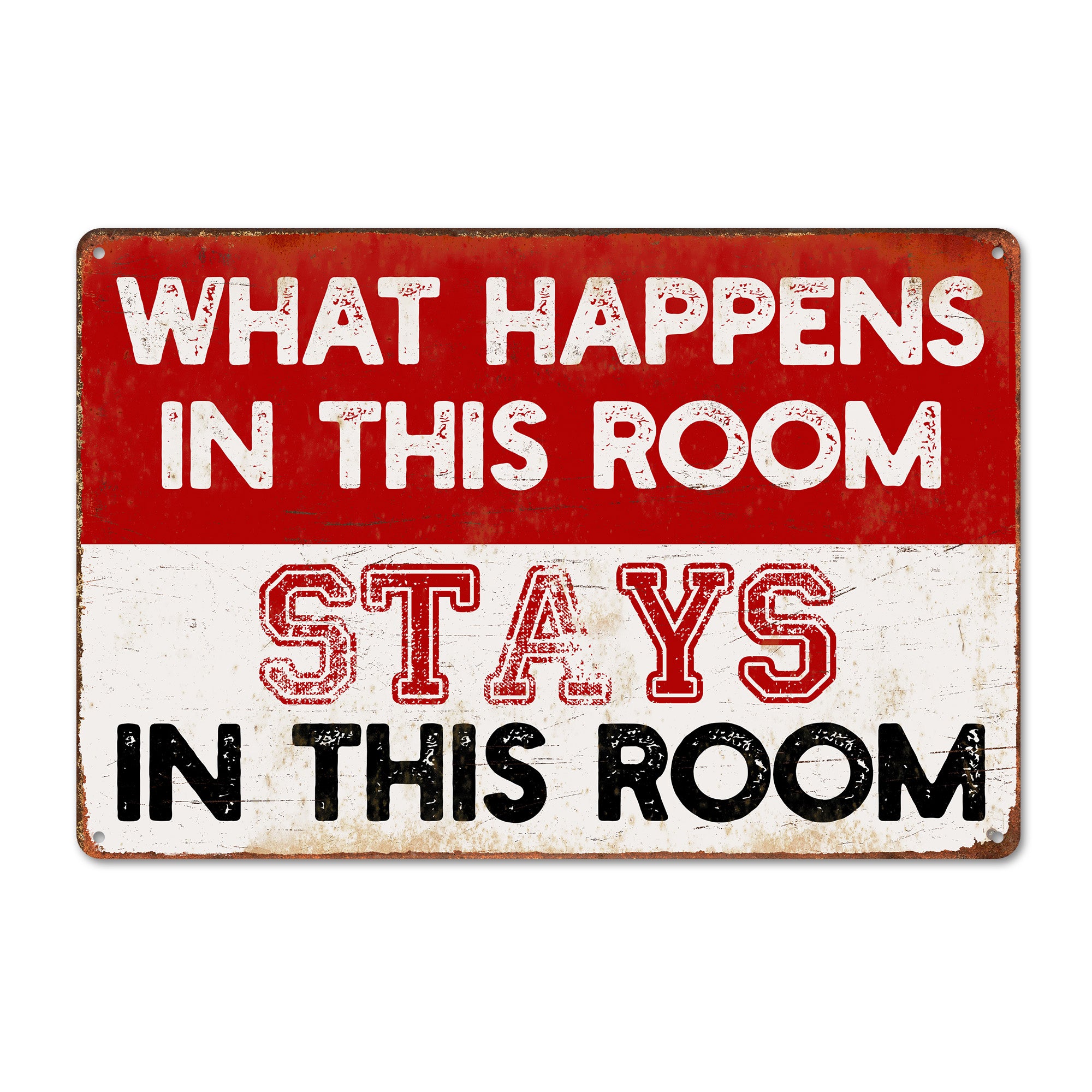 Personalized "What Happens in This Room" Retro Metal Sign - Customizable Handmade Gift for Home Décor - Image 1