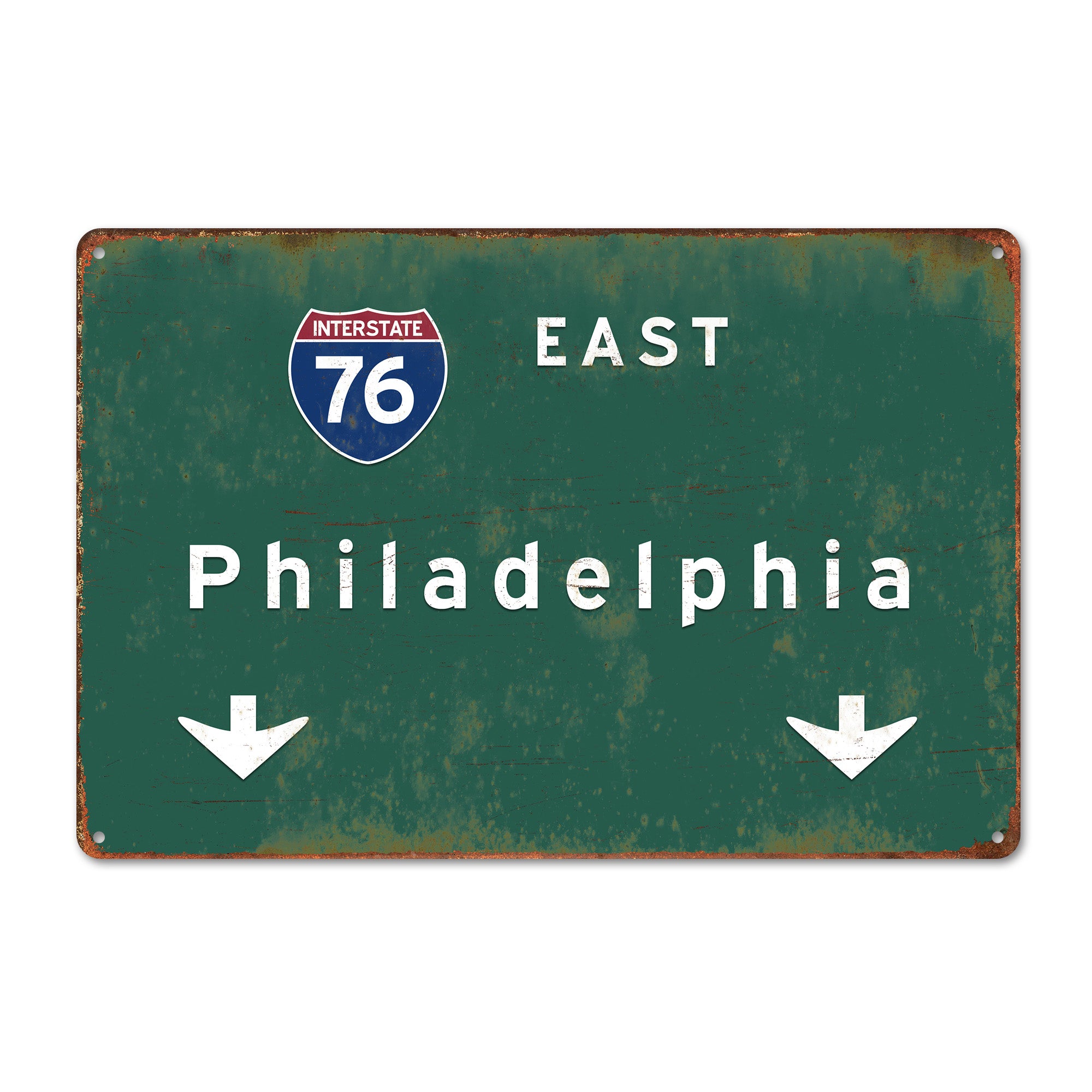Personalized Vintage-Style Metal Sign - Interstate 76 East to Philadelphia Decorative Plaque for Home and Gift - Image 1