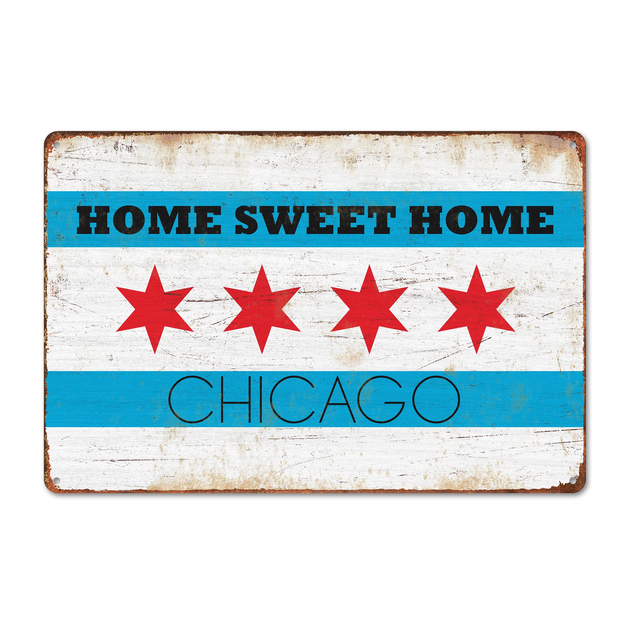 Personalizable "Home Sweet Home" Chicago Metal Sign – Custom Vintage-Style Décor with Iconic City Design - Image 1