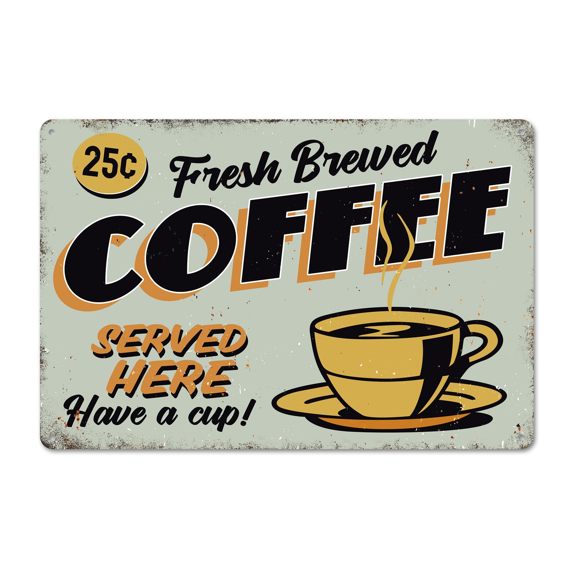 Vintage Retro Coffee Sign: Personalized Handcrafted Metal Art for Coffee Lovers - Image 1