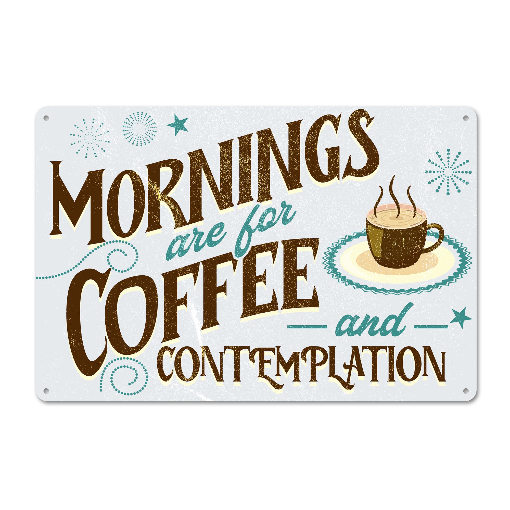 Personalized Morning Coffee & Contemplation Metal Sign - Vintage Home Decor Gift for Coffee Lovers - Image 1