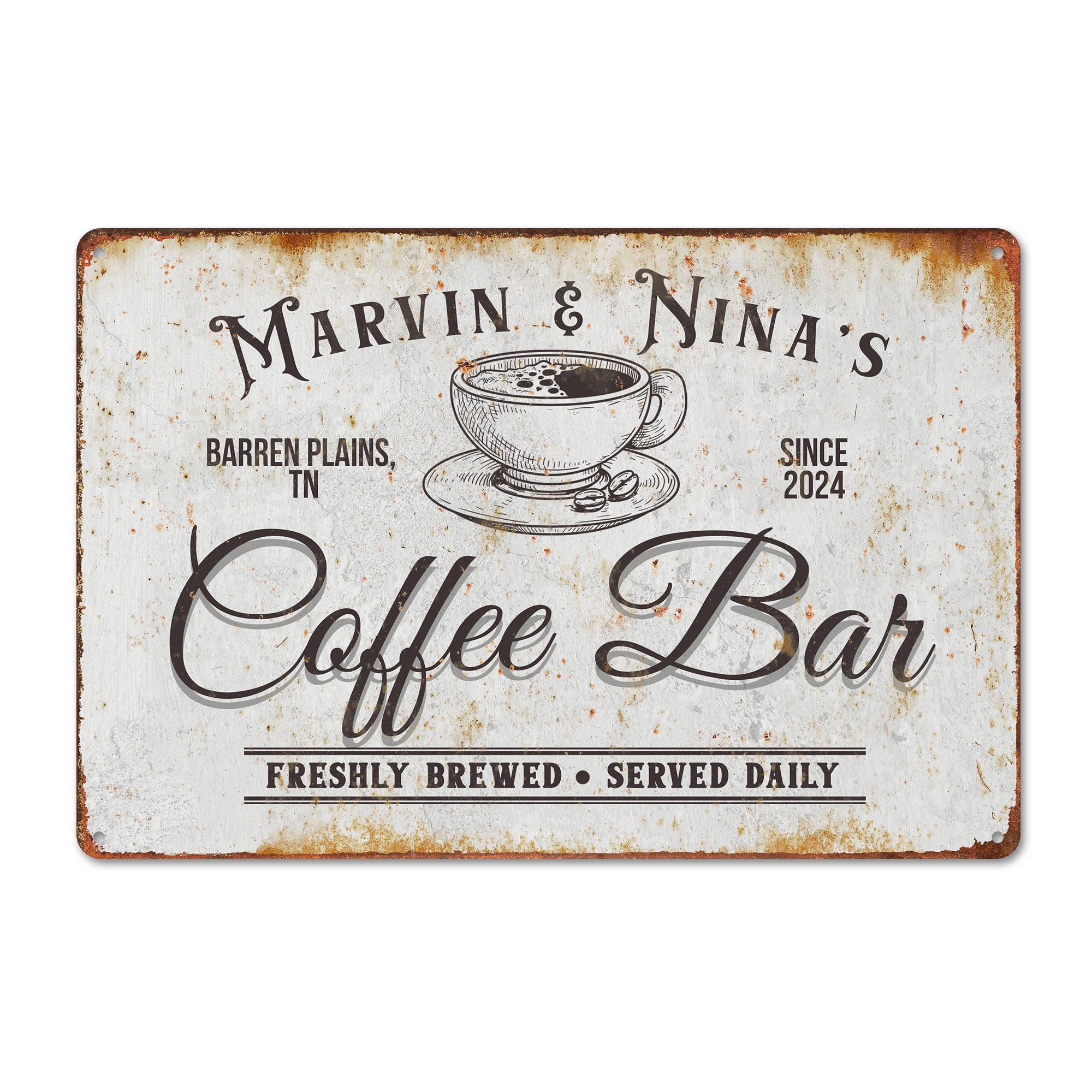 Custom Vintage Style Metal Coffee Bar Sign - Personalized Rustic Café Decor - Ideal Gift for Coffee Lovers - Image 1