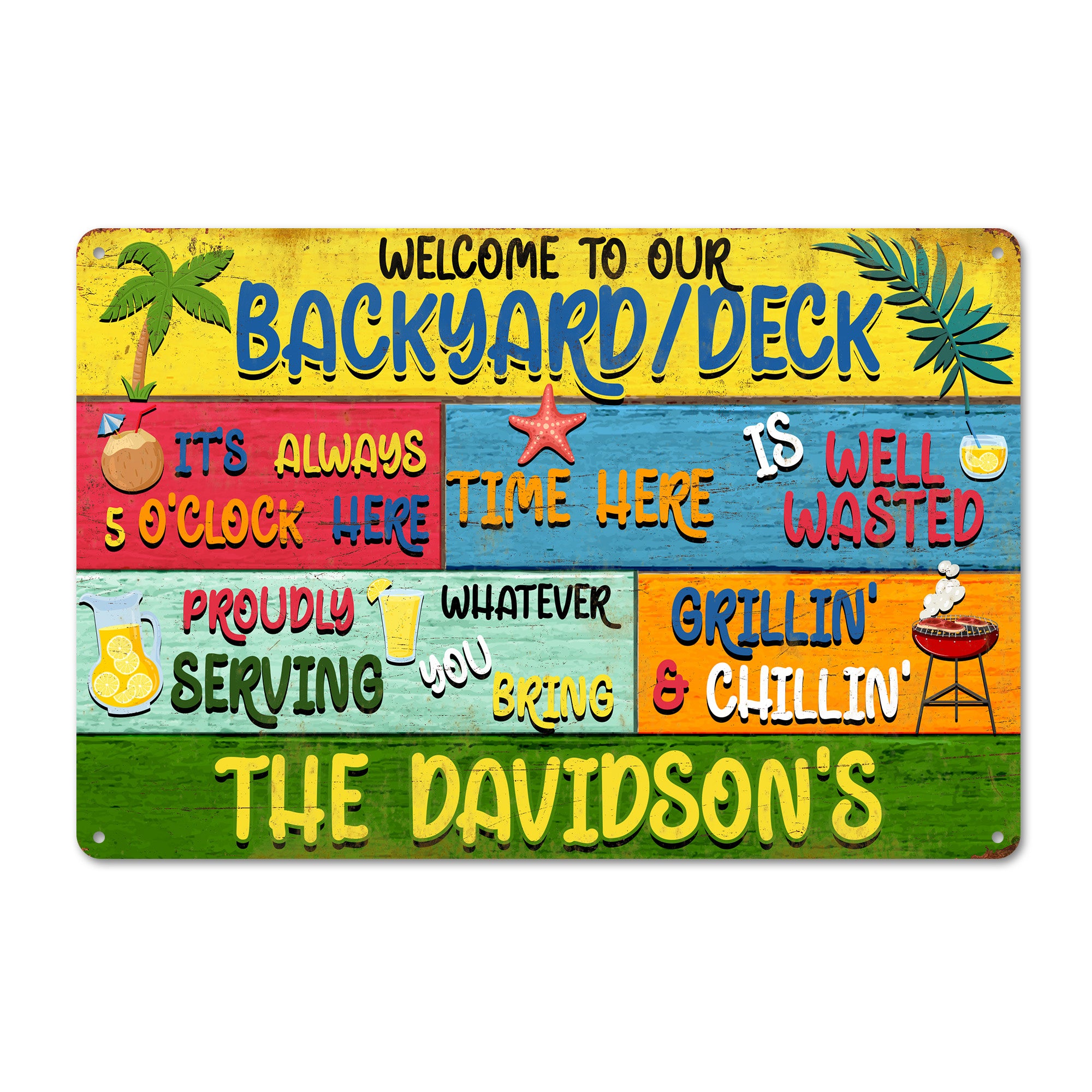 Personalized Backyard Deck Metal Sign - Custom Family Name Outdoor Decor for Grill Masters & Chillers - Image 1