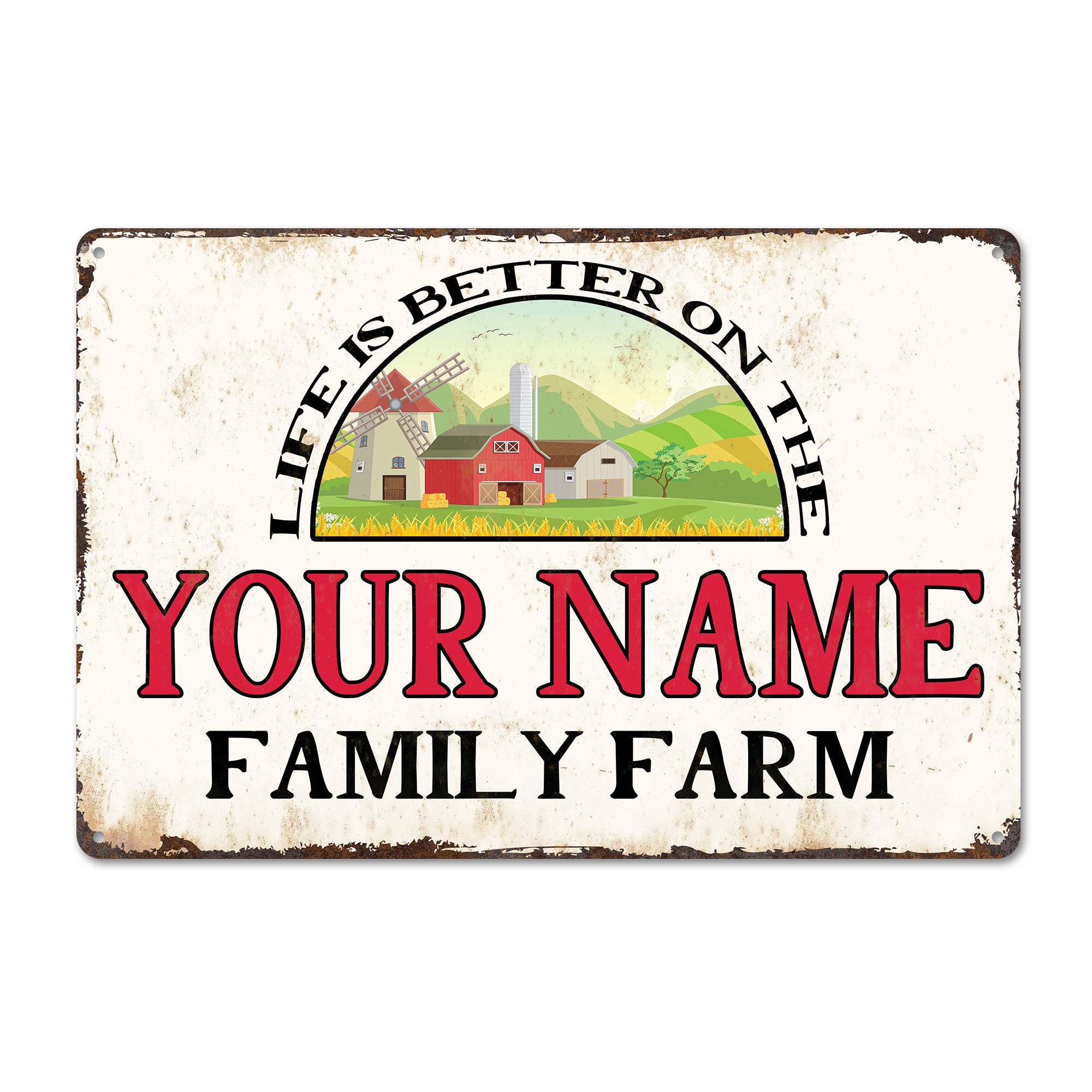 Personalized Rustic Metal Farm Sign - Custom Family Name, Charming Farmhouse Decor, Ideal Gift for Farm Lovers - Image 1