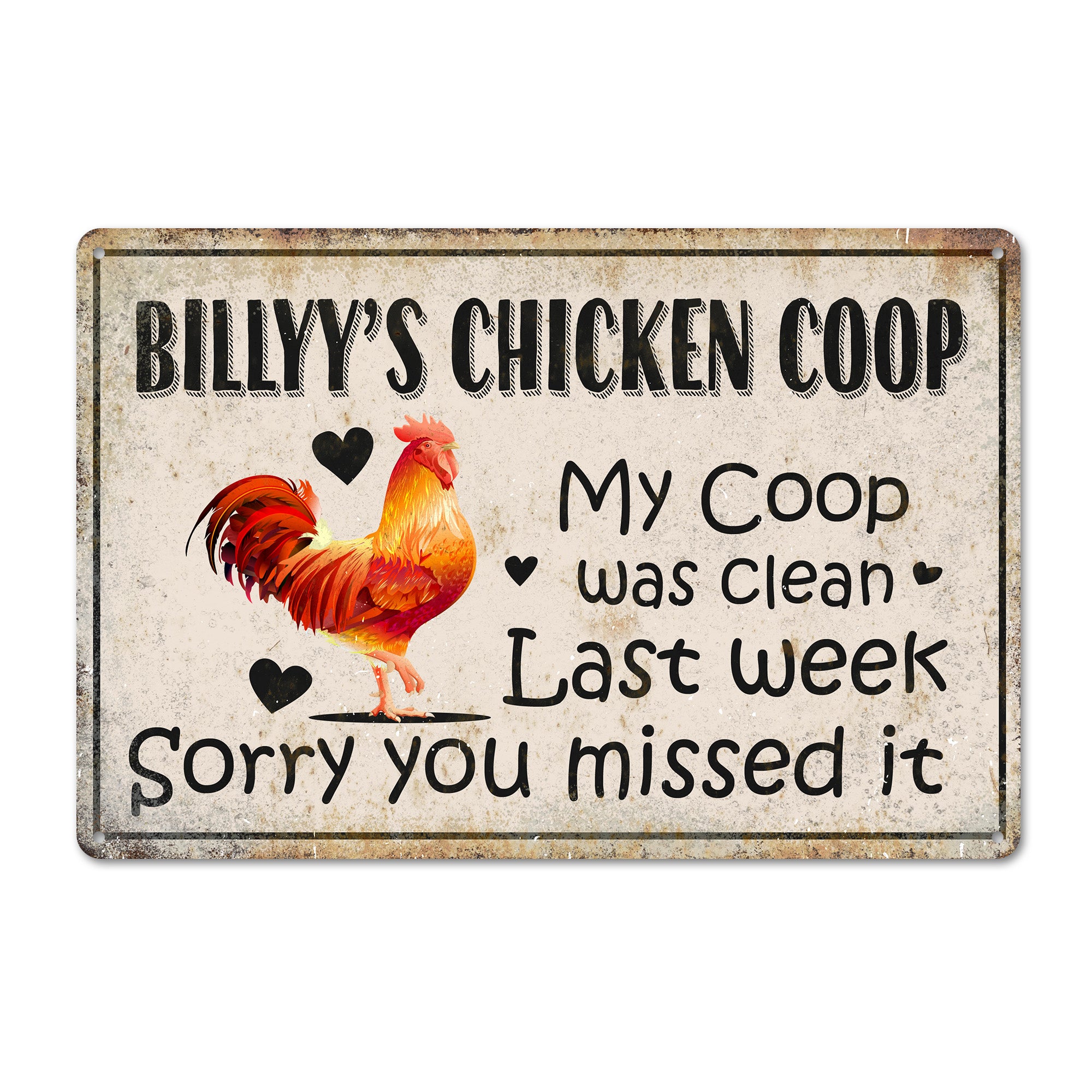 Personalized Rustic Metal Chicken Coop Sign - Humorous Farmhouse Decor for Chicken Lovers - Image 1