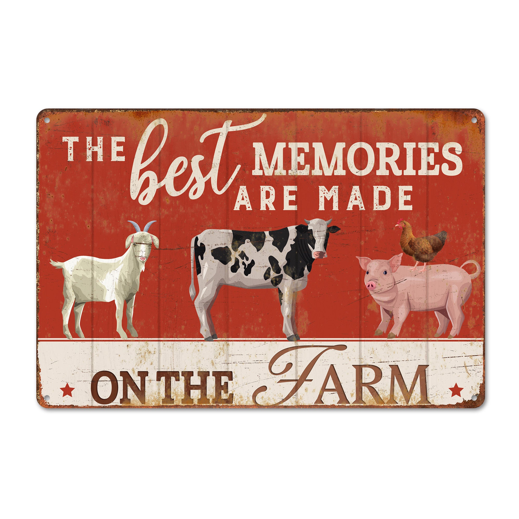 Personalized Rustic Farmhouse Metal Sign – Best Memories Made on the Farm | Custom Gift for Animal Lovers and Farmhouse Decor - Image 1