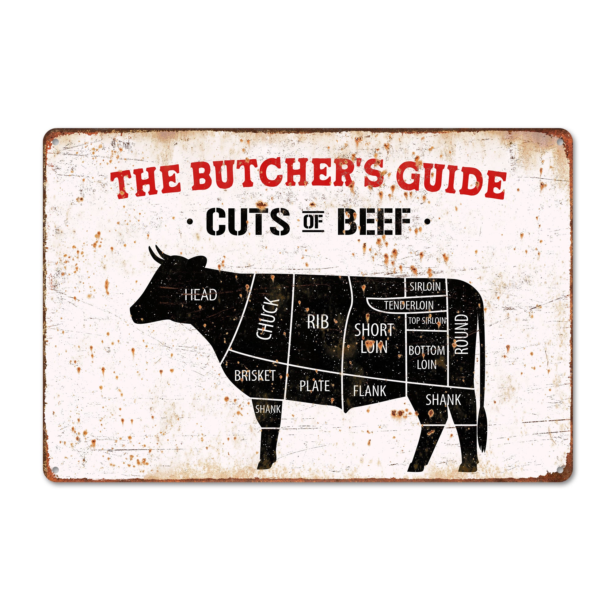 Personalized Metal Butcher's Guide Sign - Rustic Cuts of Beef Chart for Kitchen & BBQ Lovers - Image 1