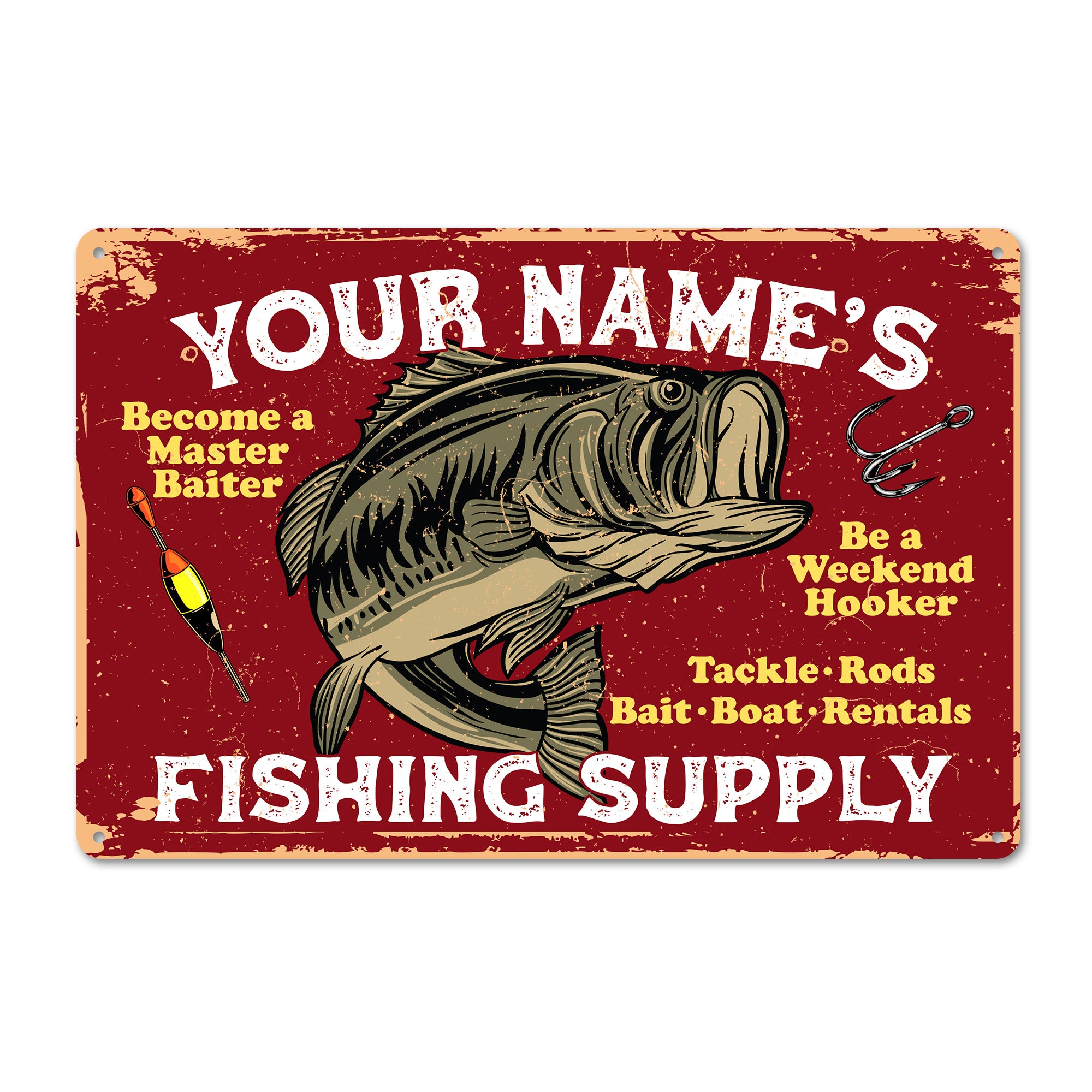 Personalizable Fishing Supply Metal Sign - Custom Handmade Decor for Fishing Enthusiasts and Unique Gifts - Image 1