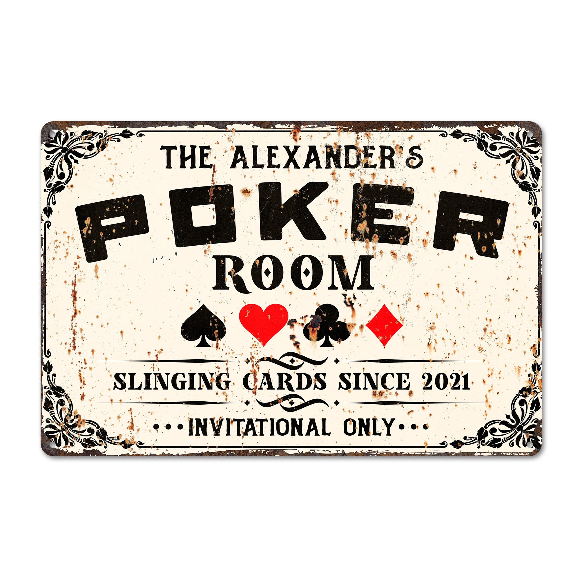 Personalized Poker Room Metal Sign – Custom Vintage Design for Card Game Enthusiasts, Perfect for Home Decor or Gift - Image 1