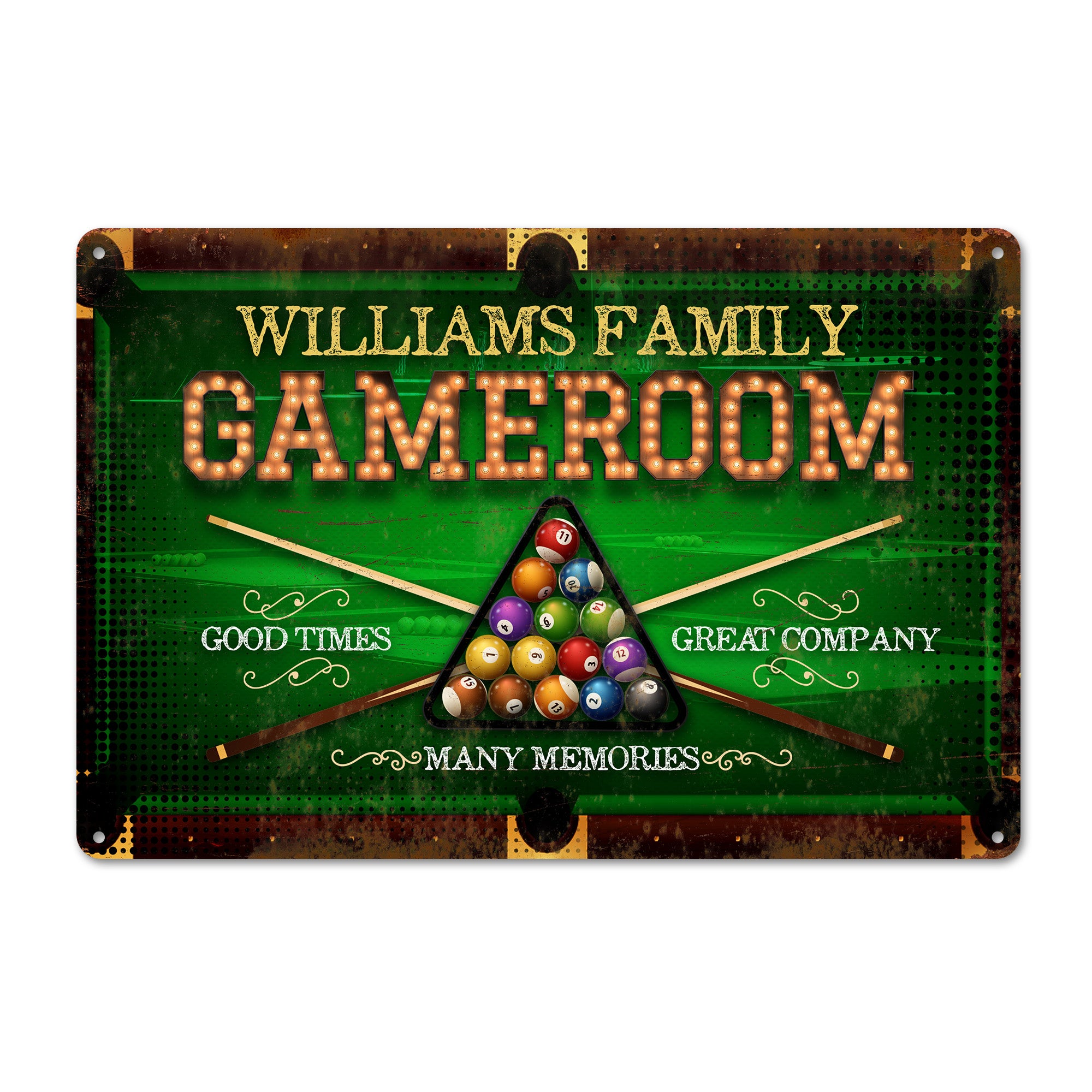 Personalized Family Game Room Sign - Premium Metal Wall Decor with Pool Table Theme - Perfect Gift for Family Gatherings - Image 1