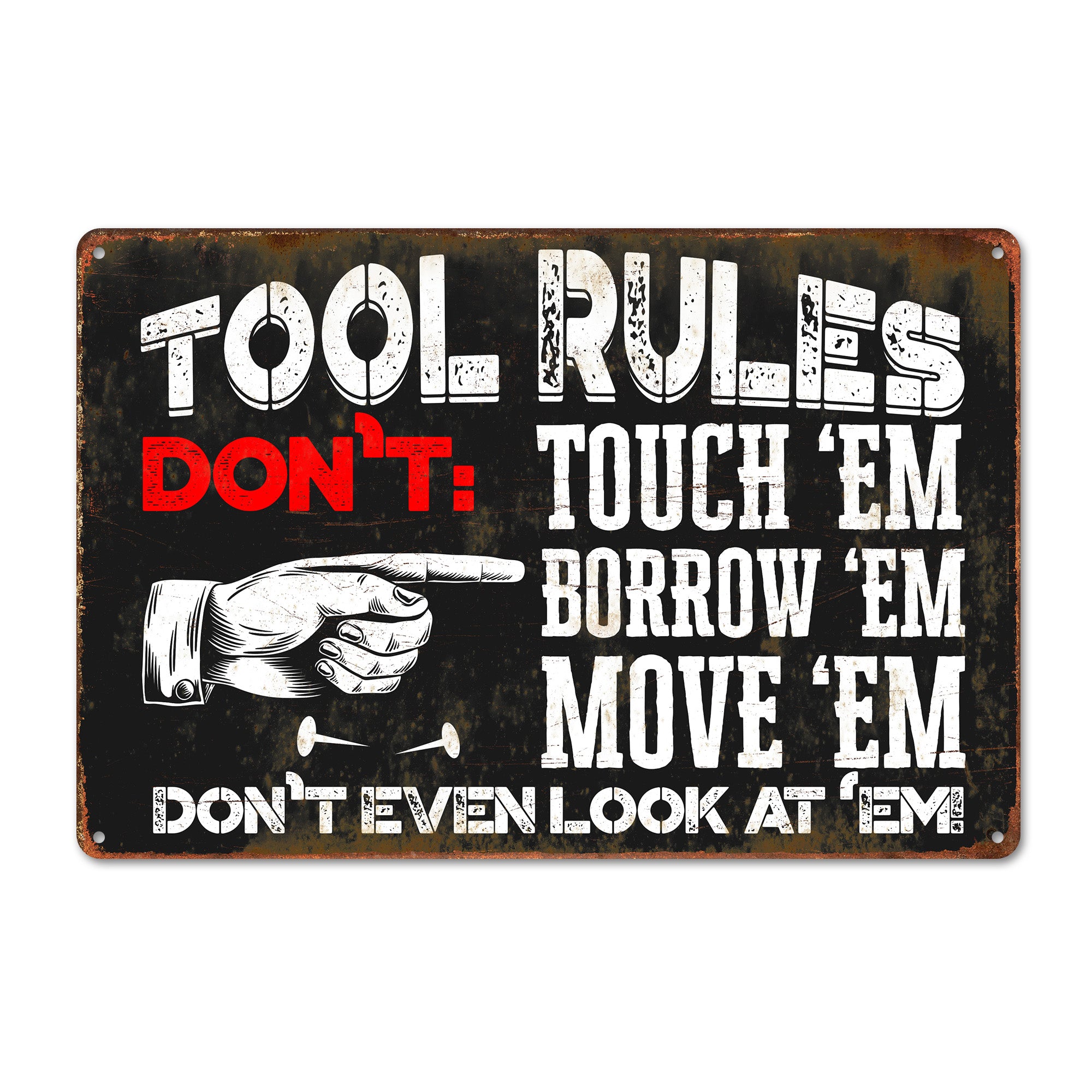Personalized Vintage Metal Garage Sign - Durable Handmade Tool Rules Plaque for Workshop Enthusiasts and Perfect Gift for Handymen - Image 1